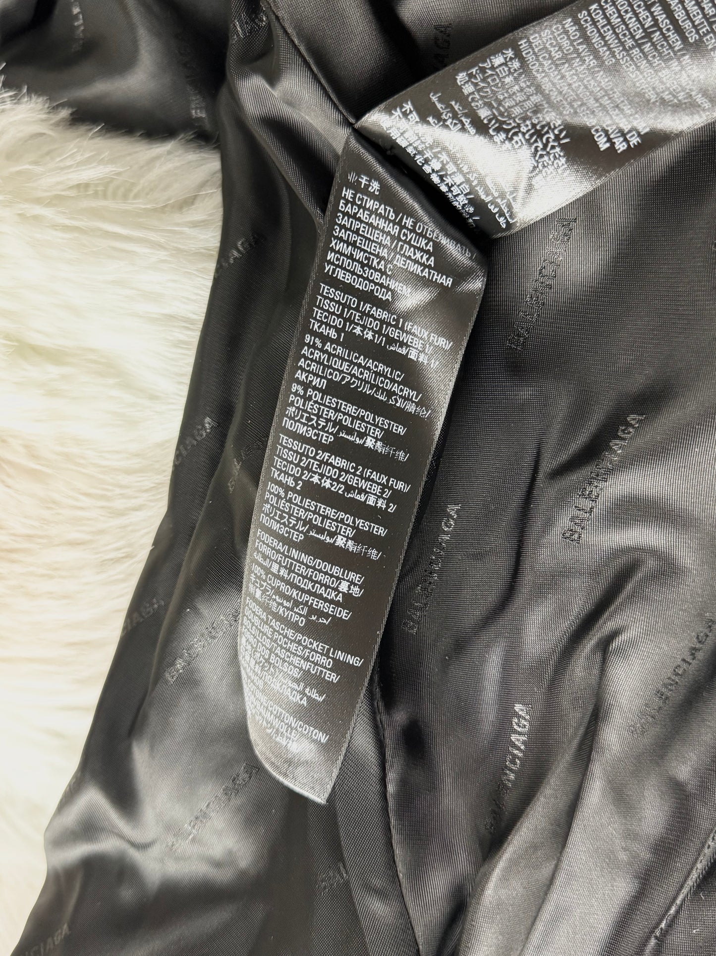 Balenciaga BB Graffiti White Furry Oversize Snow Coat FW 2022 - S