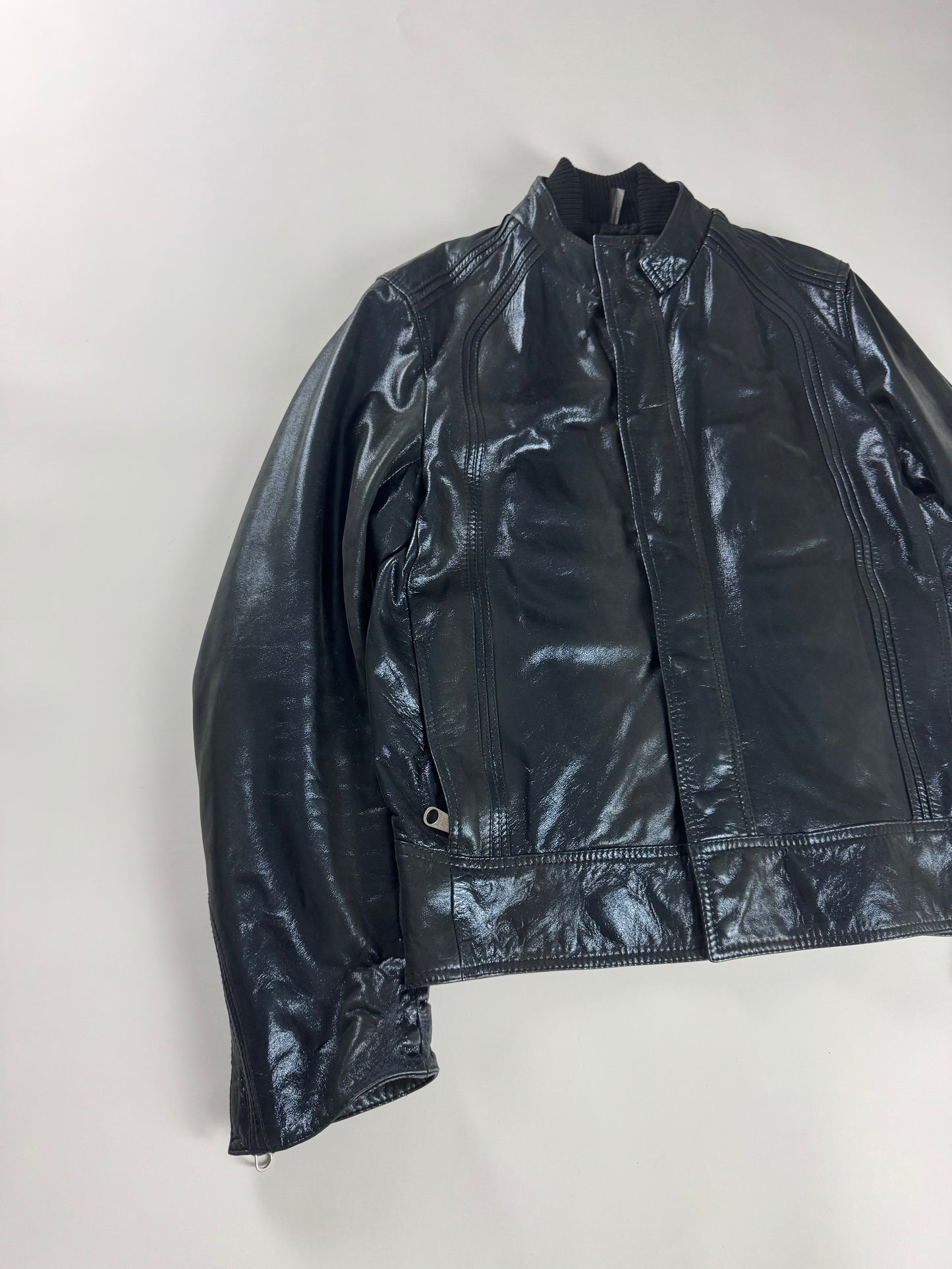 Dior Homme "Lumière Du Nord" Lamé Blue Vampiric Bright Leather Biker Jacket FW 2008 - L
