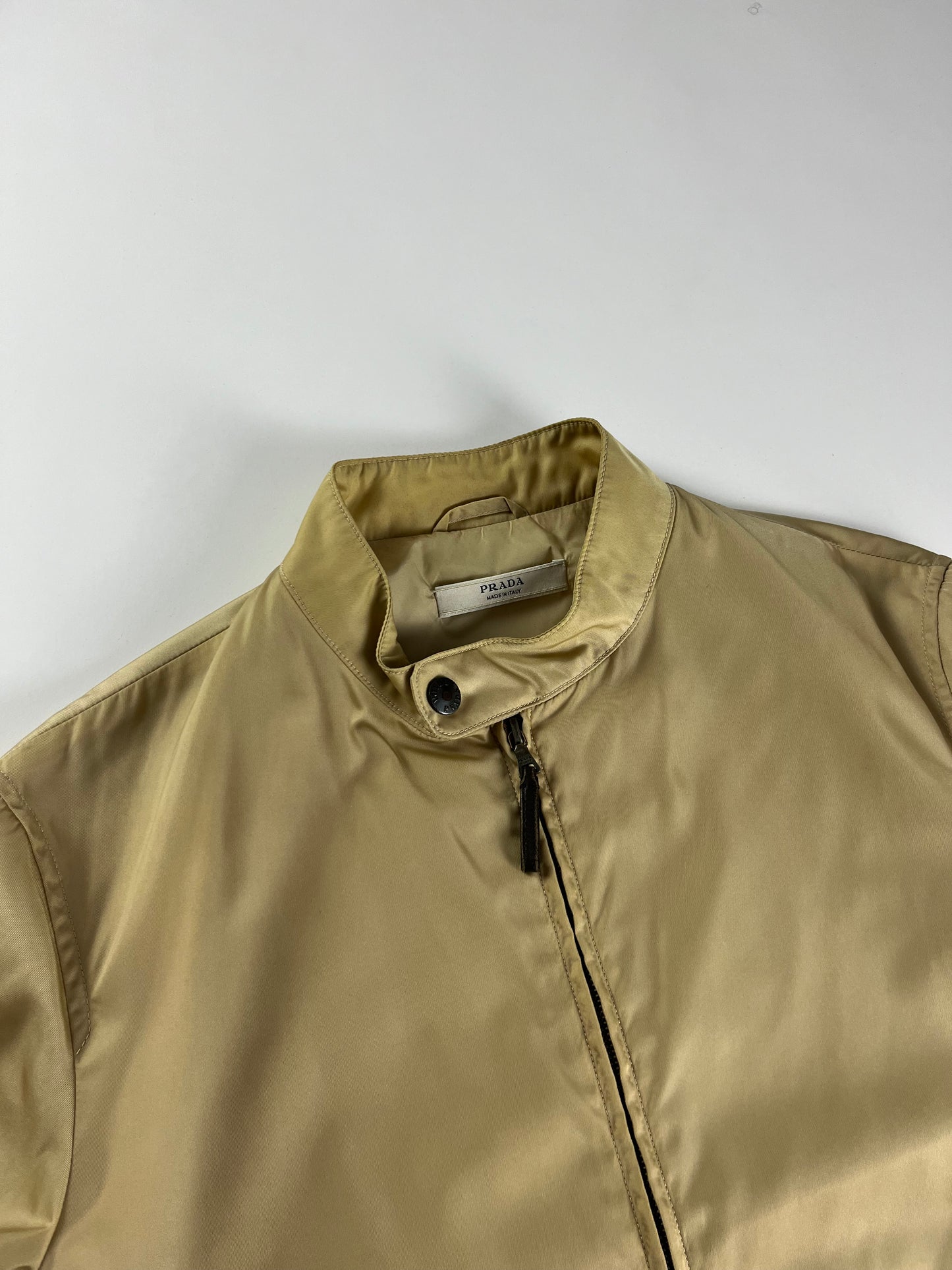 Prada Camel Nylon Moto Jacket 2000s - L
