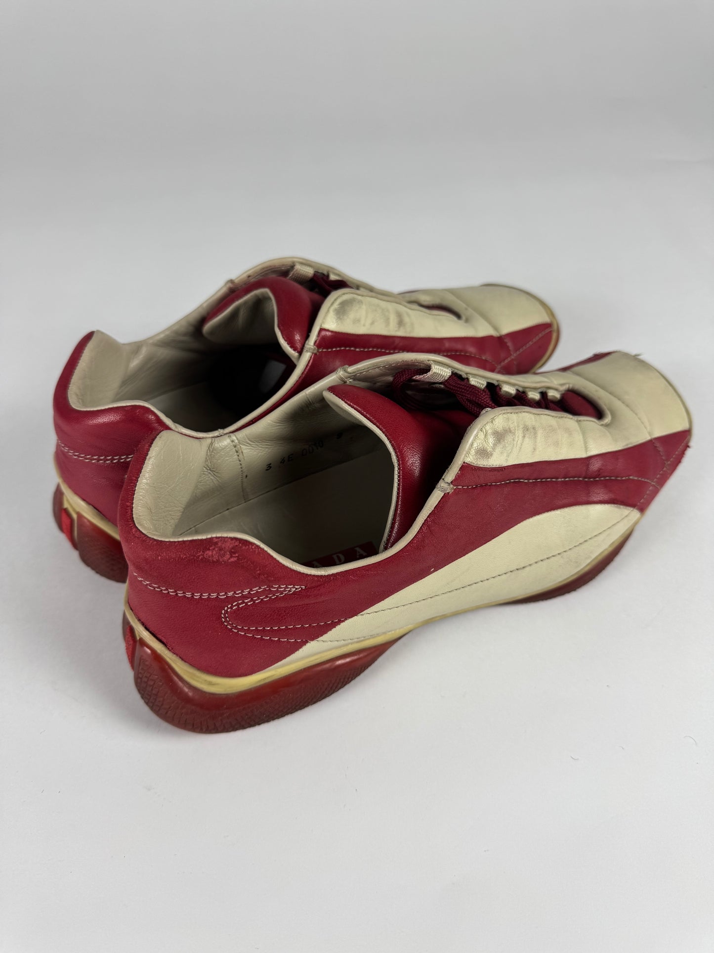 Prada Sport Red Cream Leather Shoes SS 2001 - 9 IT/44 EU