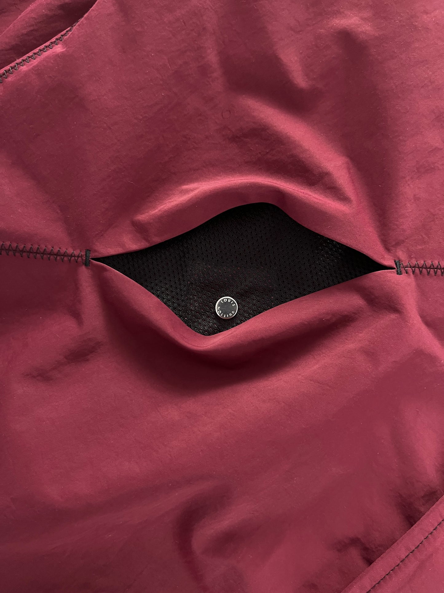 Louis Vuitton Sample Adjustable Collar Strap Burgundy Technical Jacket FW 2019 - L