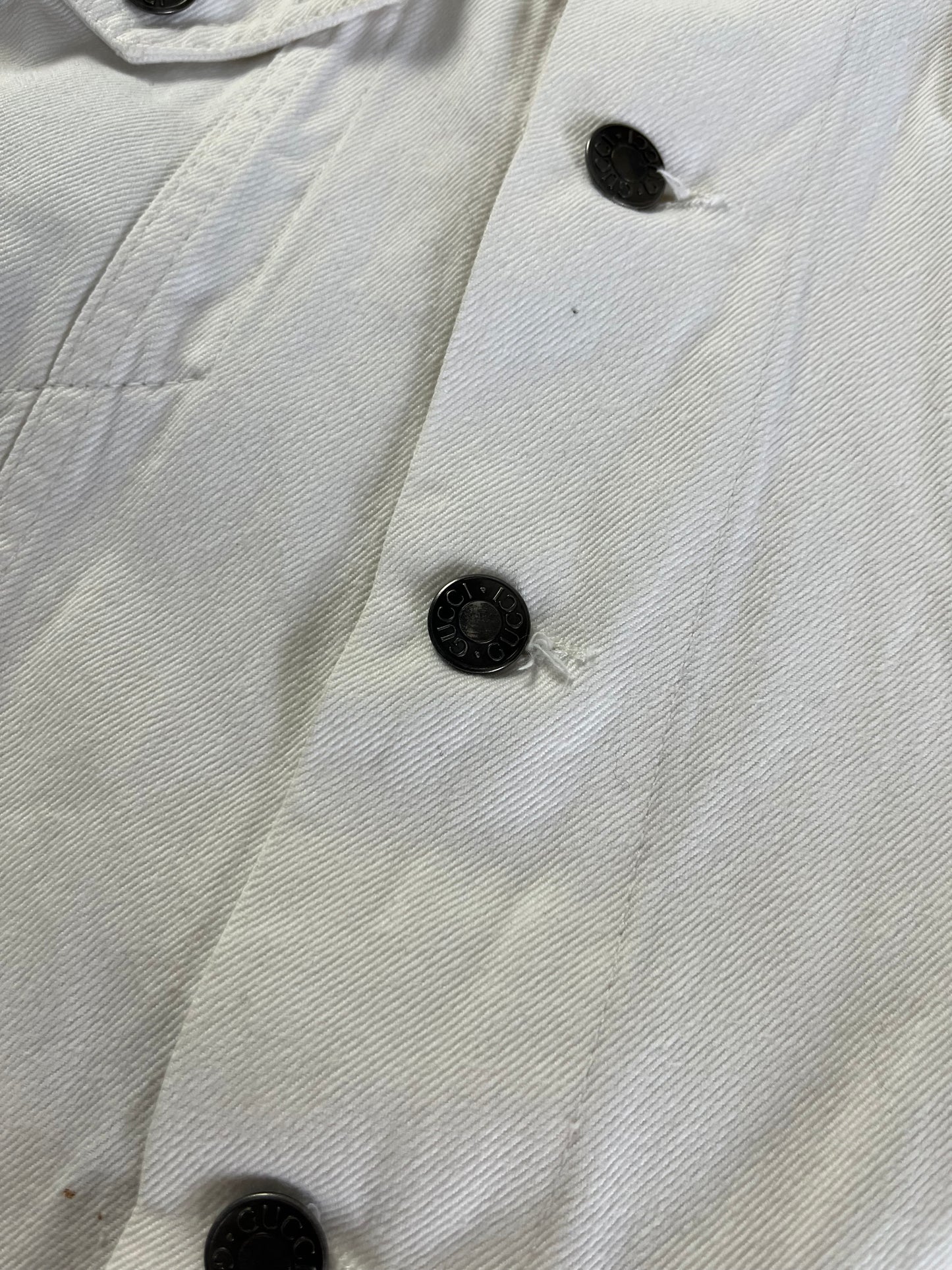 Gucci Washed White Button Up Classic Trucker Jacket FW 2002 - M