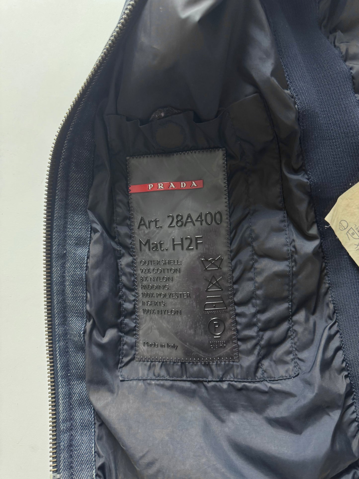 Prada Funnel Collar Denim Cuffed Moto Jacket 2000s - S