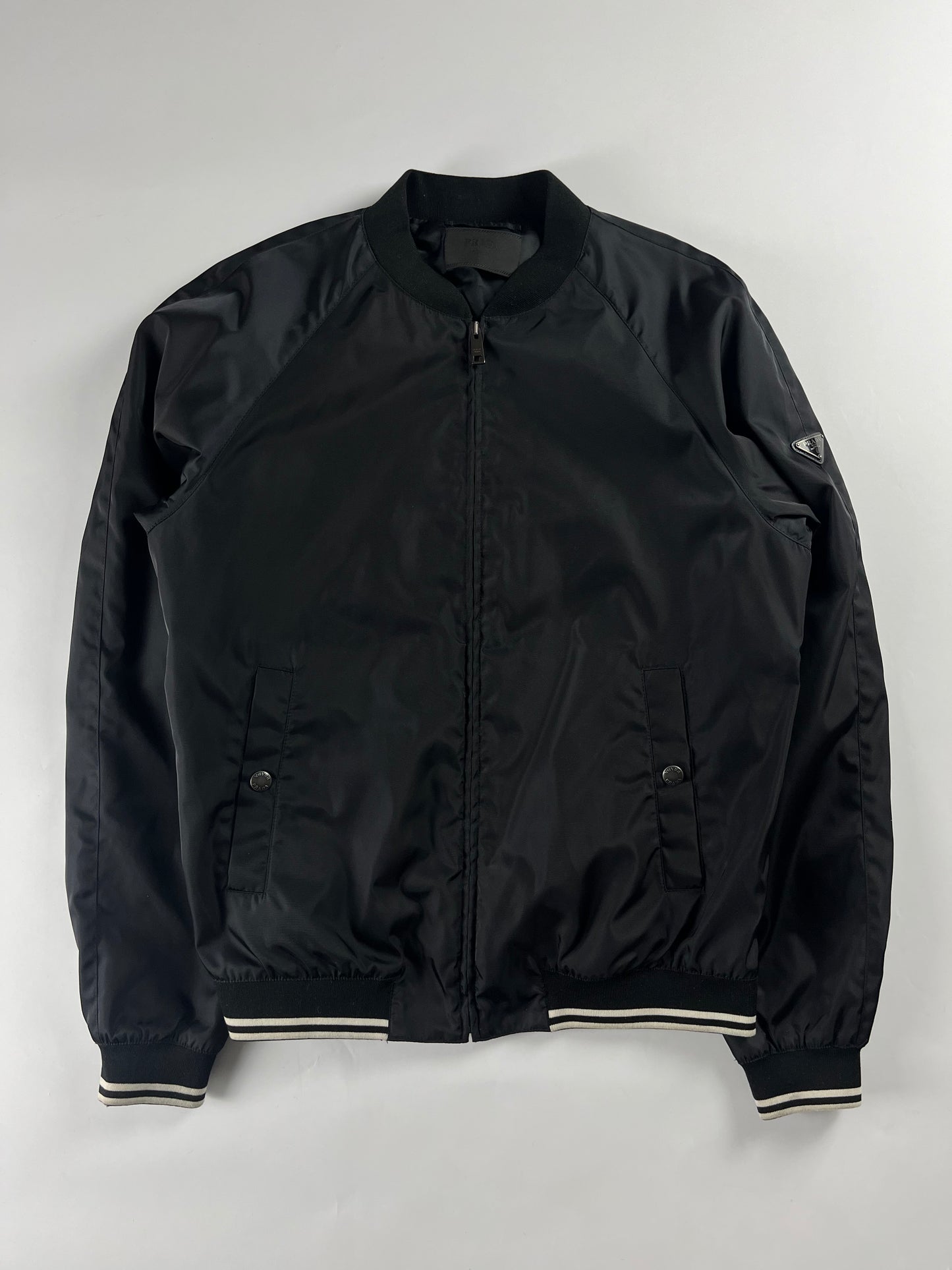 Prada Triangle Logo Nylon Bomber Jacket FW 2018 - XL