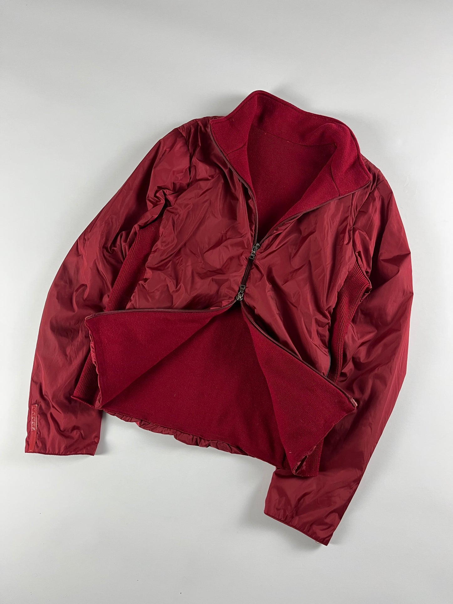 Prada Linea Rossa Red Hybrid Nylon Zipper Jacket SS 2000 - M