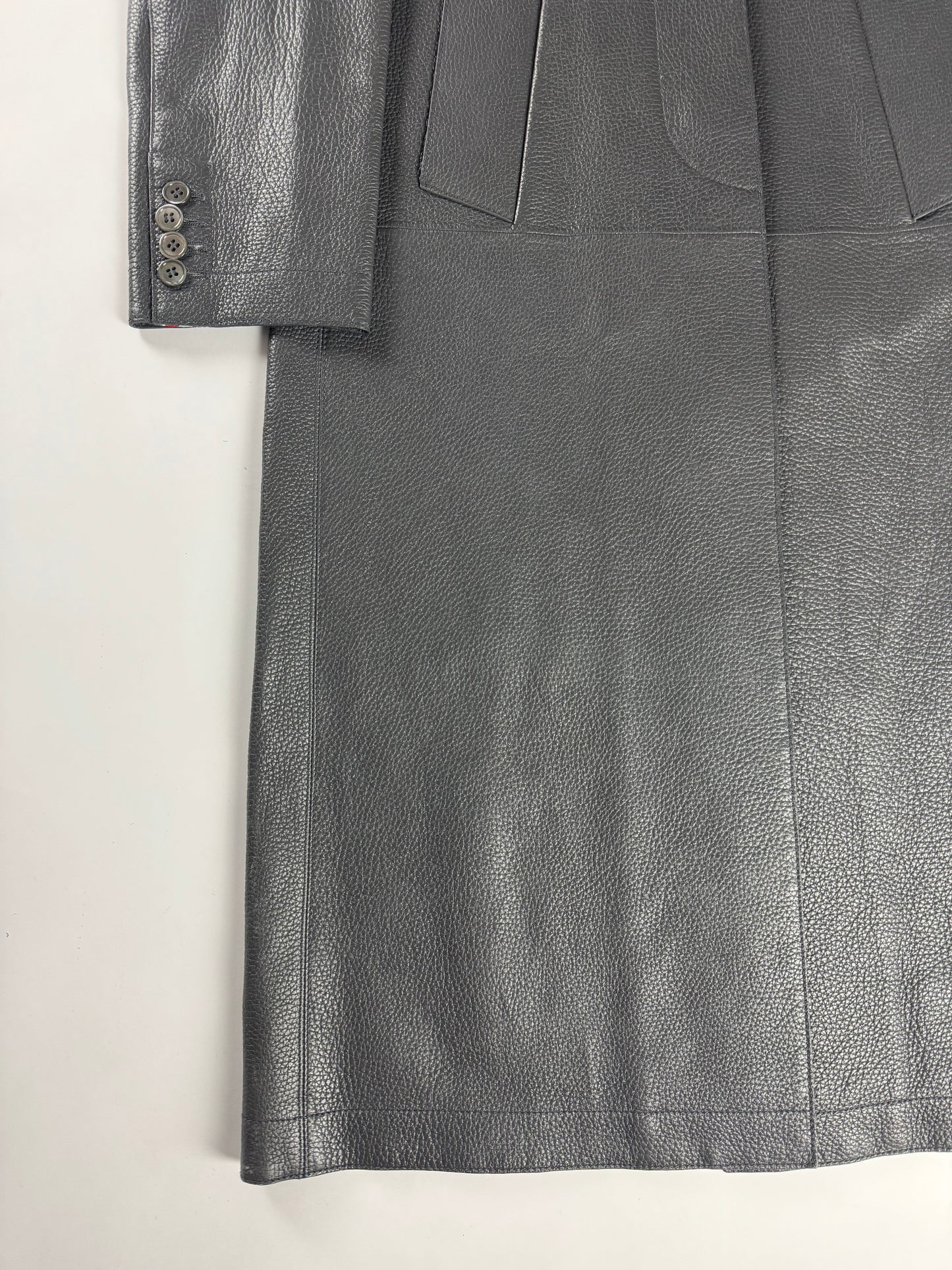 Thom Browne Sample Grigio Deer Leather Overcoat - XS