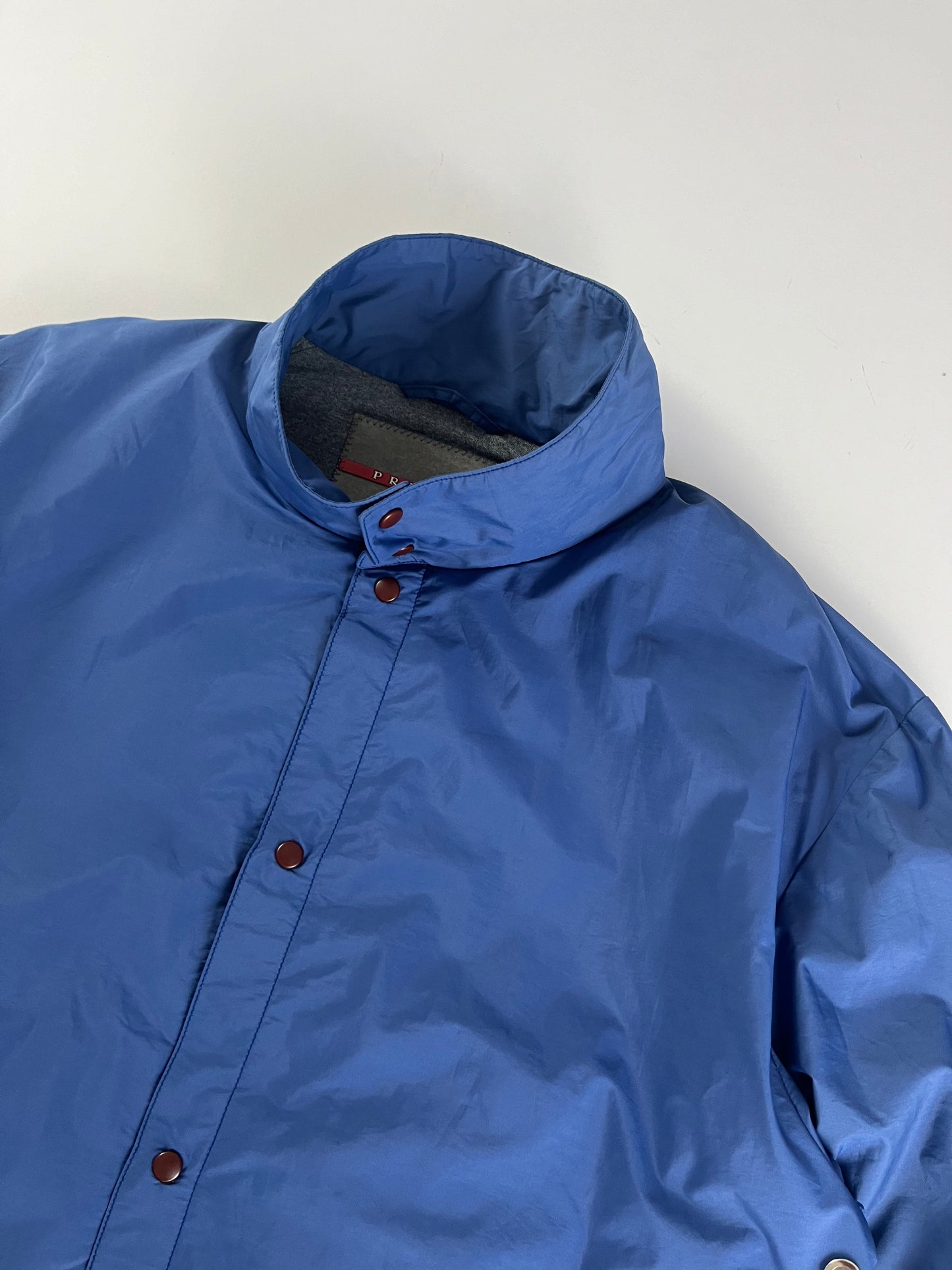Prada Linea Rossa Electric Line Blue Nylon Moto Jacket SS 2000 - L