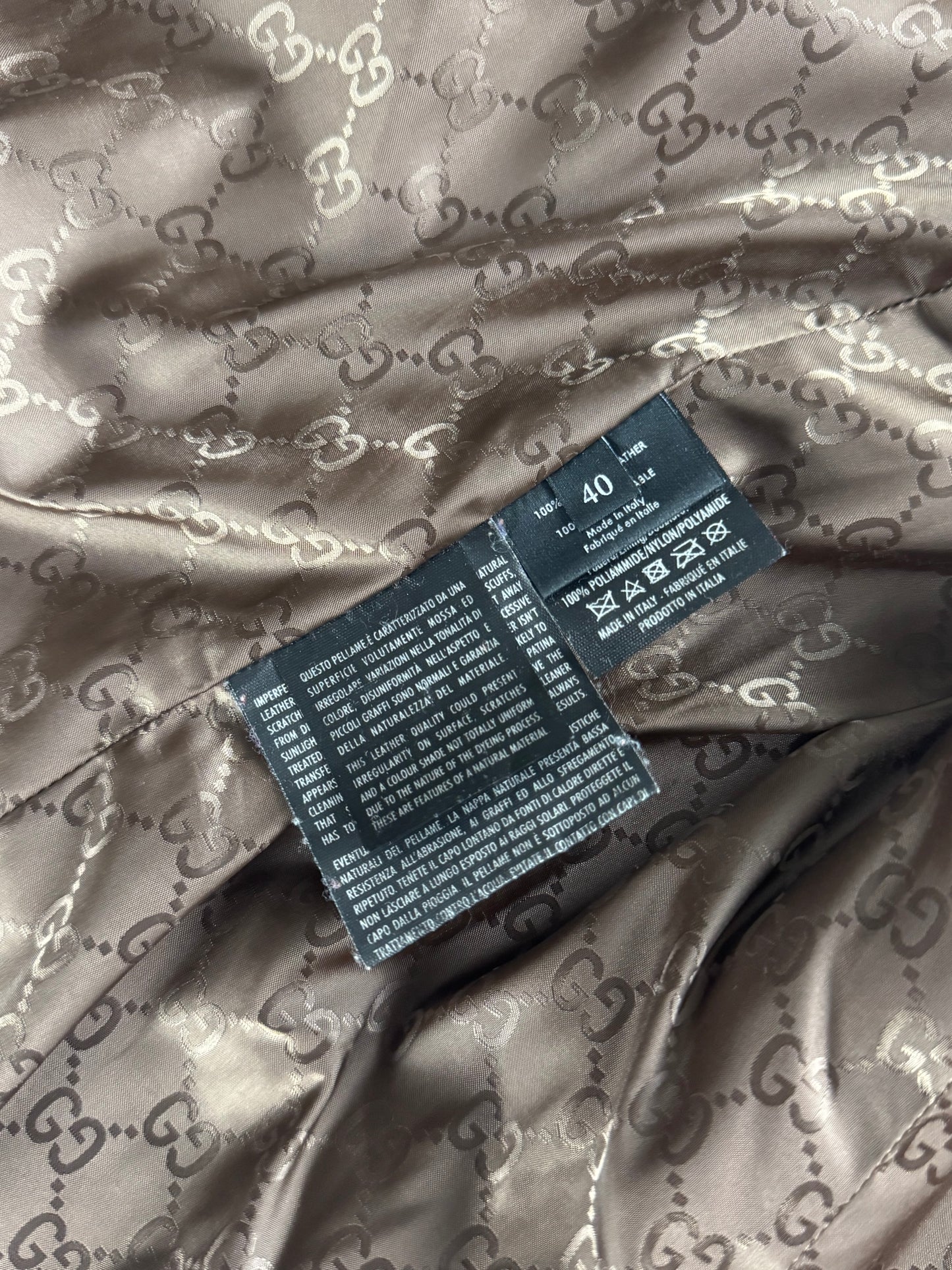 Gucci Bronze Brown Leather Zip Up Jacket 2000s - S