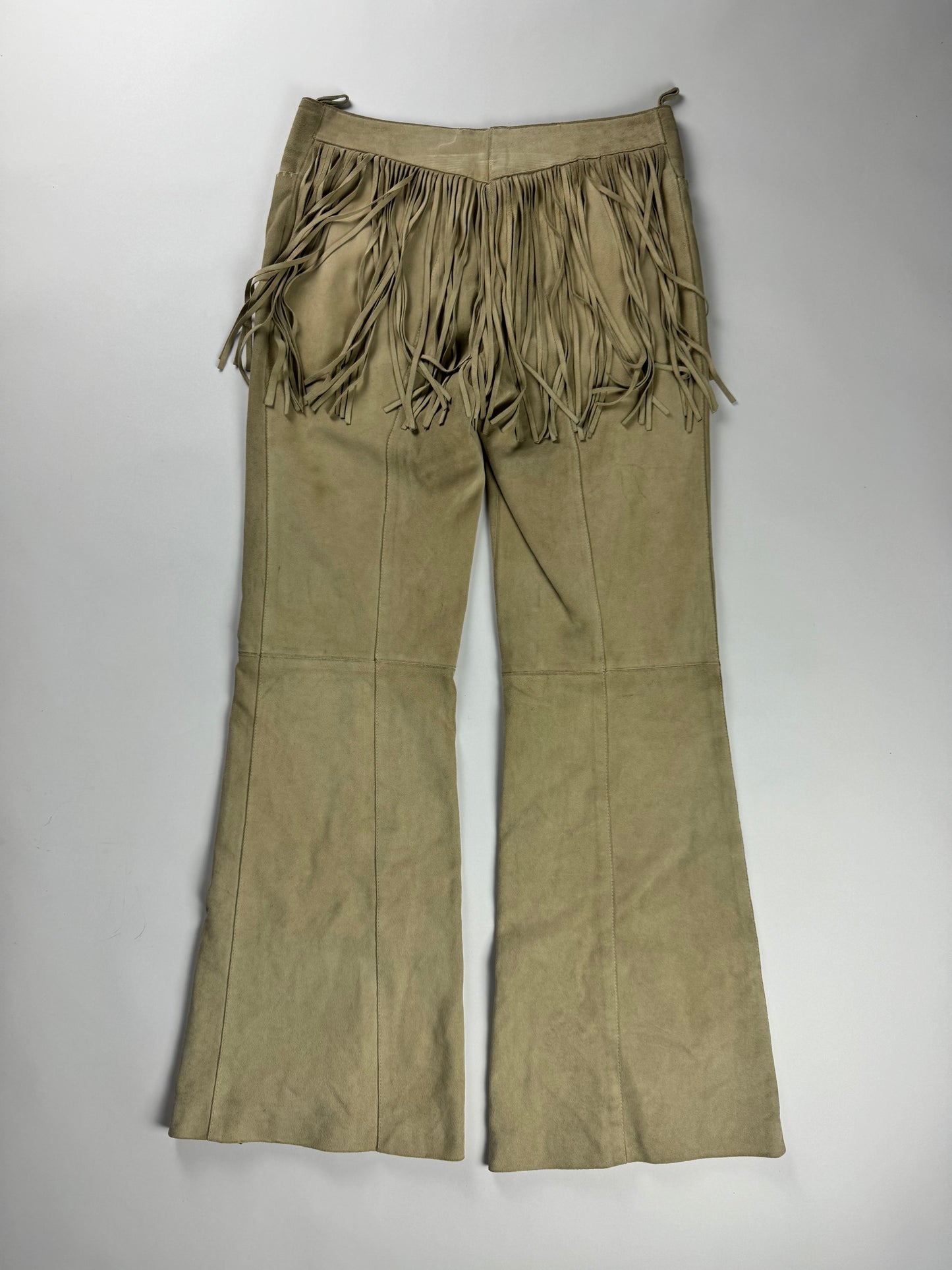 Miu Miu Suede Leather Cowboy Bootcut Pants 2000s - XS