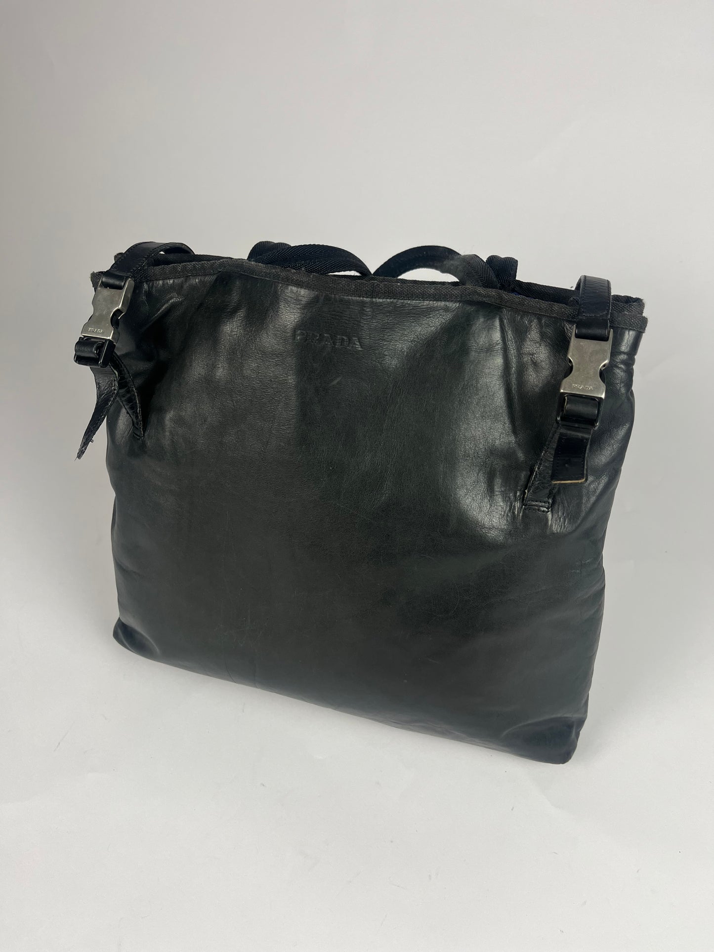 Prada Leather Inside Blue Mesh Belted Shoulder Bag FW 1999 - OS