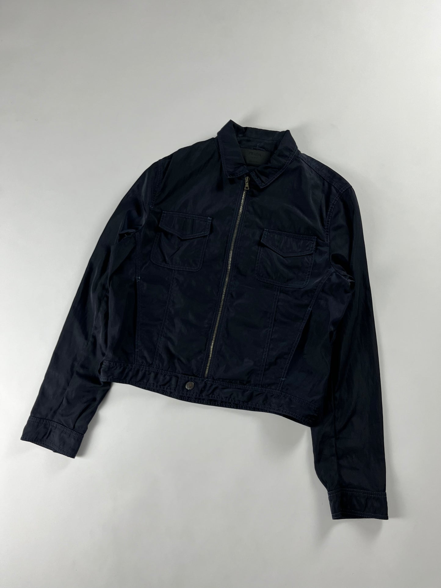 Prada Navy Four Pocket Zip Fit Jacket 2000s - M