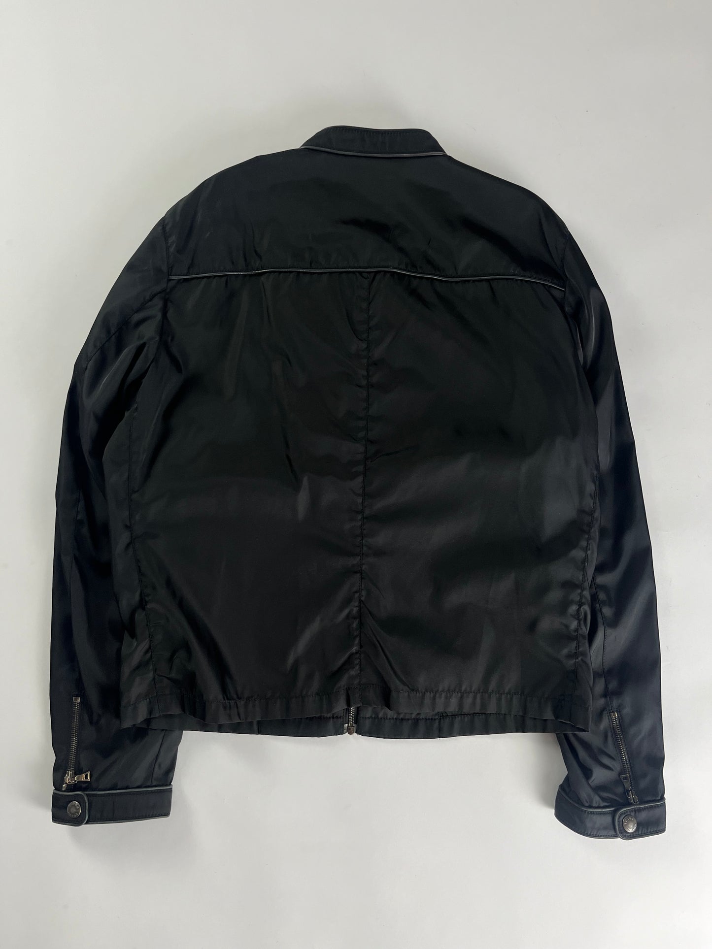 Prada Leather Trim Nylon Zipped Moto Jacket SS 2009 - L