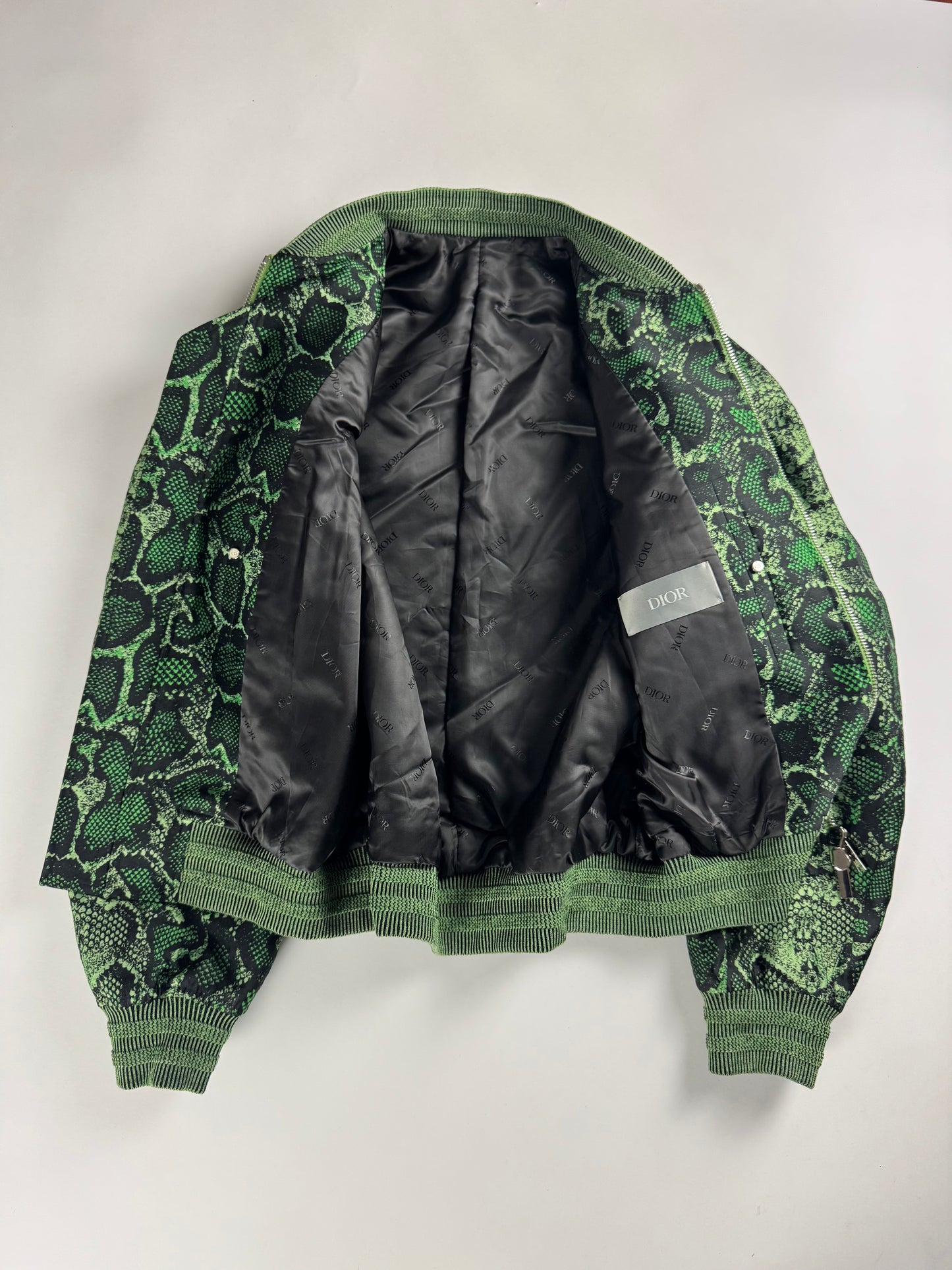 Dior Cactus Jack Sample Greenlight Snakeskin Pattern Bomber Jacket SS 2022 - M
