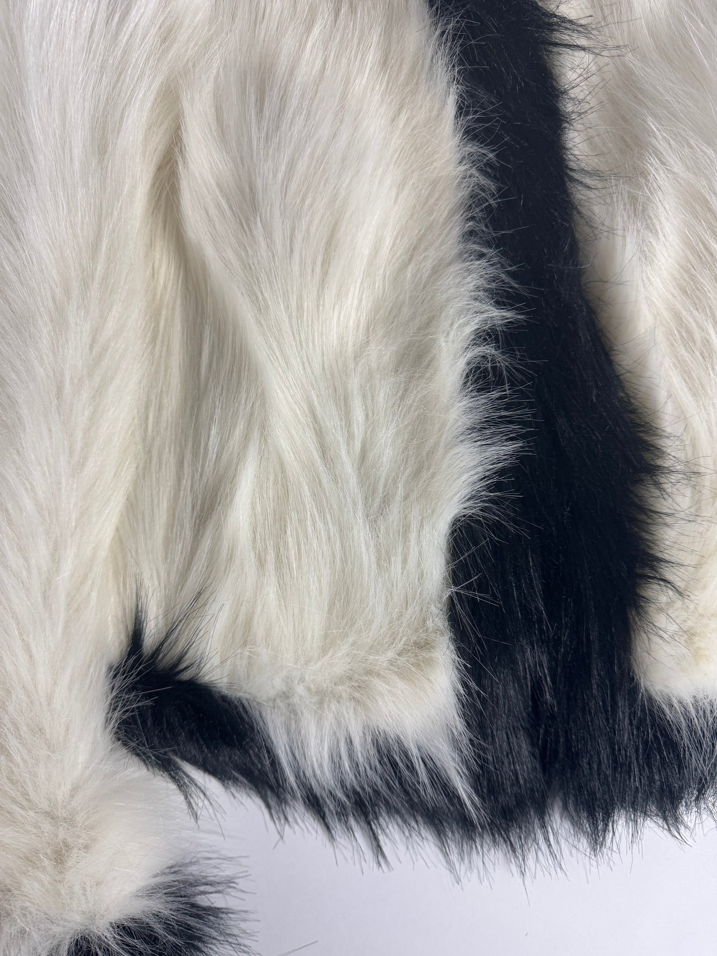 Saint Laurent Monochrome Cream Black Faux Fur Cropped Jacket FW 2021 - XS