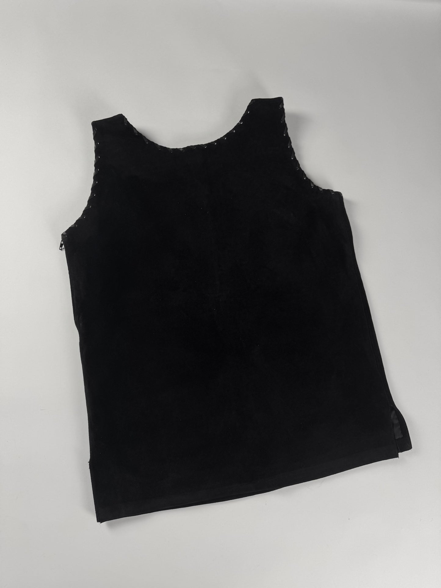 Yves Saint Laurent Suede Leather Sewing Tank Top 1990s - S