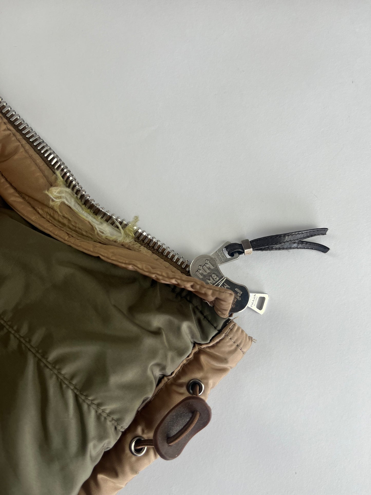 Prada Camel Nylon Puffer Jacket 2000s - S