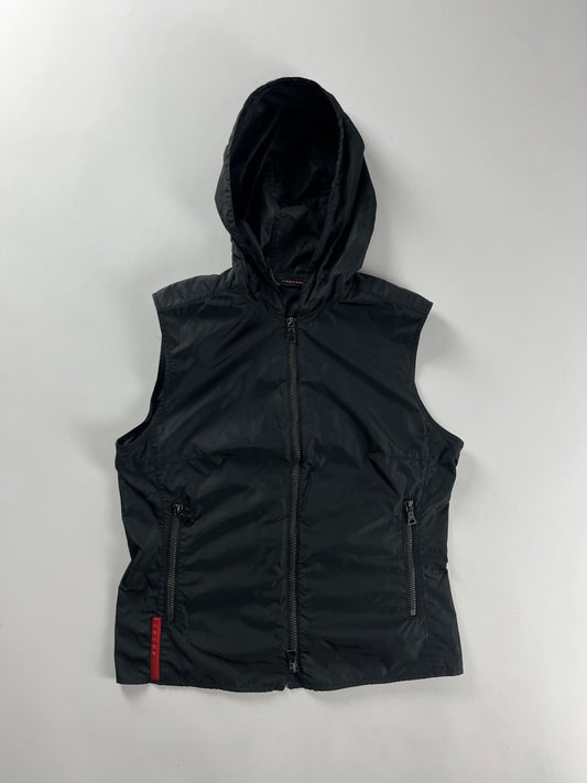 Prada Linea Rossa Dark Hooded Vest SS 2000 - M