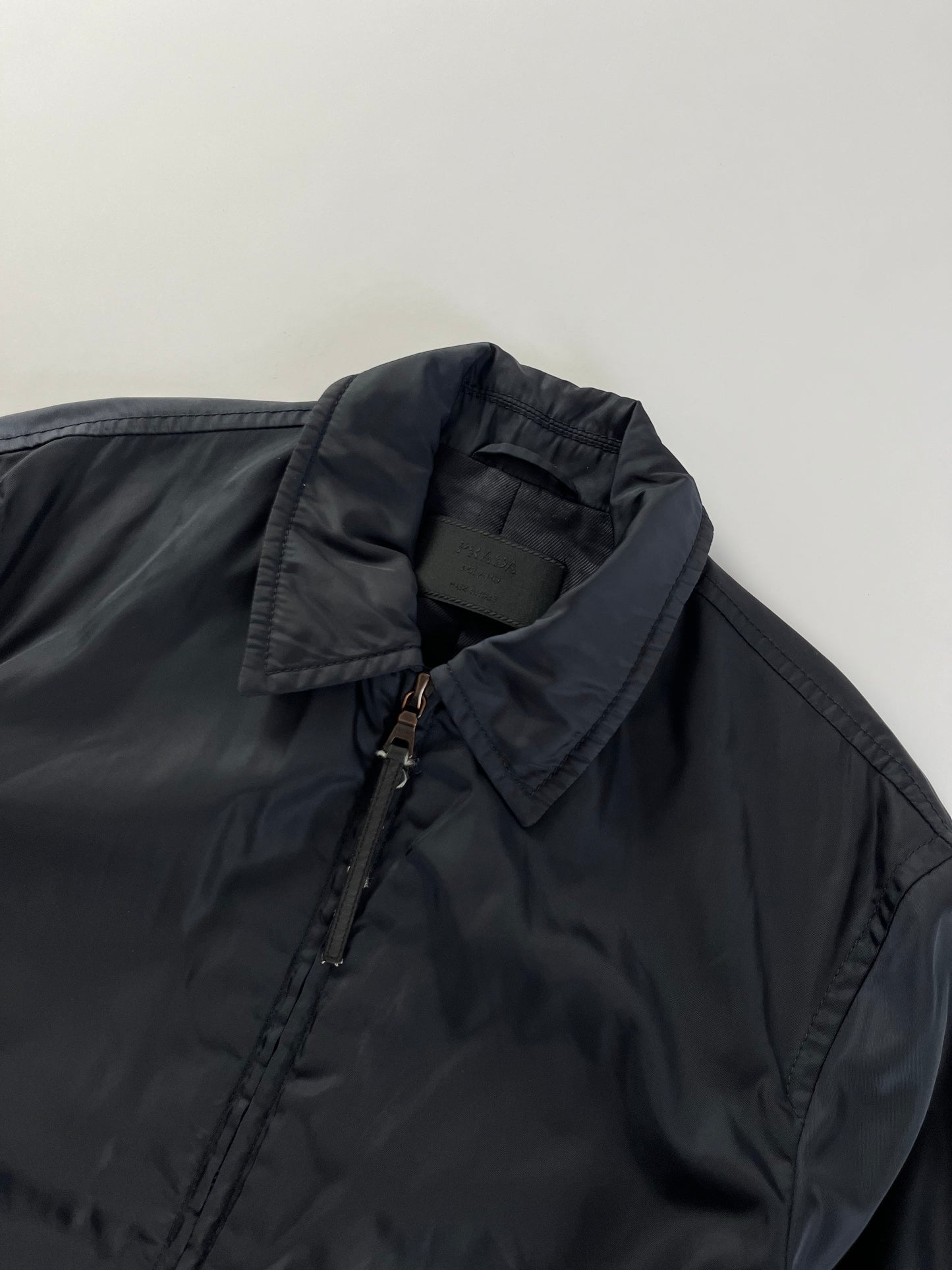 Prada Padded Navy Nylon Trucker Double Zip Jacket 2000s - M