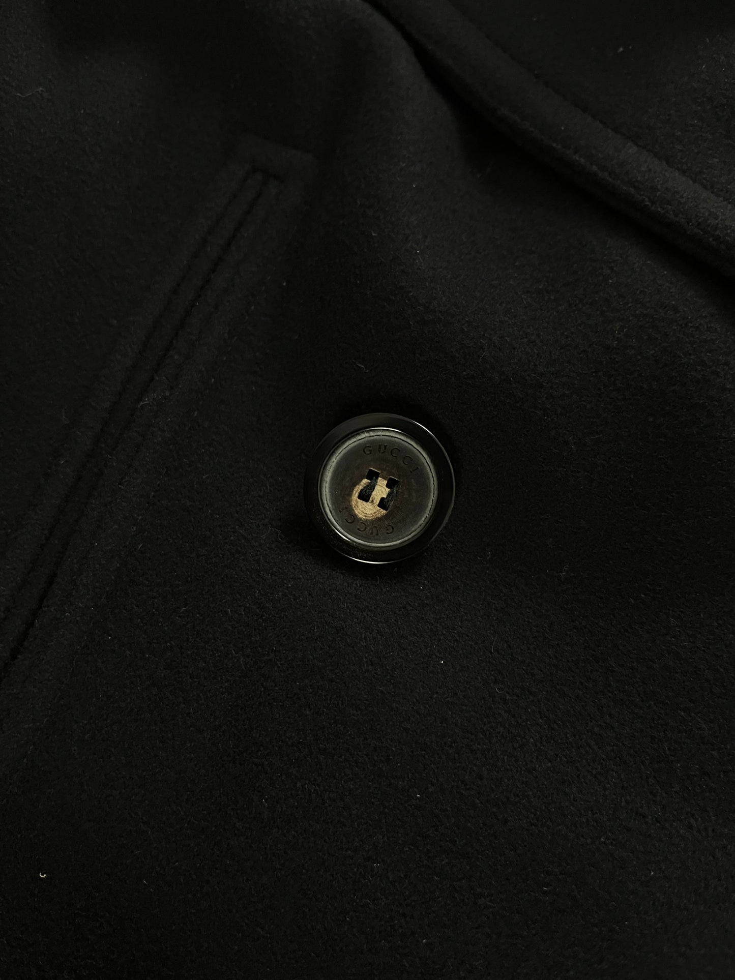 Gucci Leather Trim Wool Peacoat FW 2005 - S