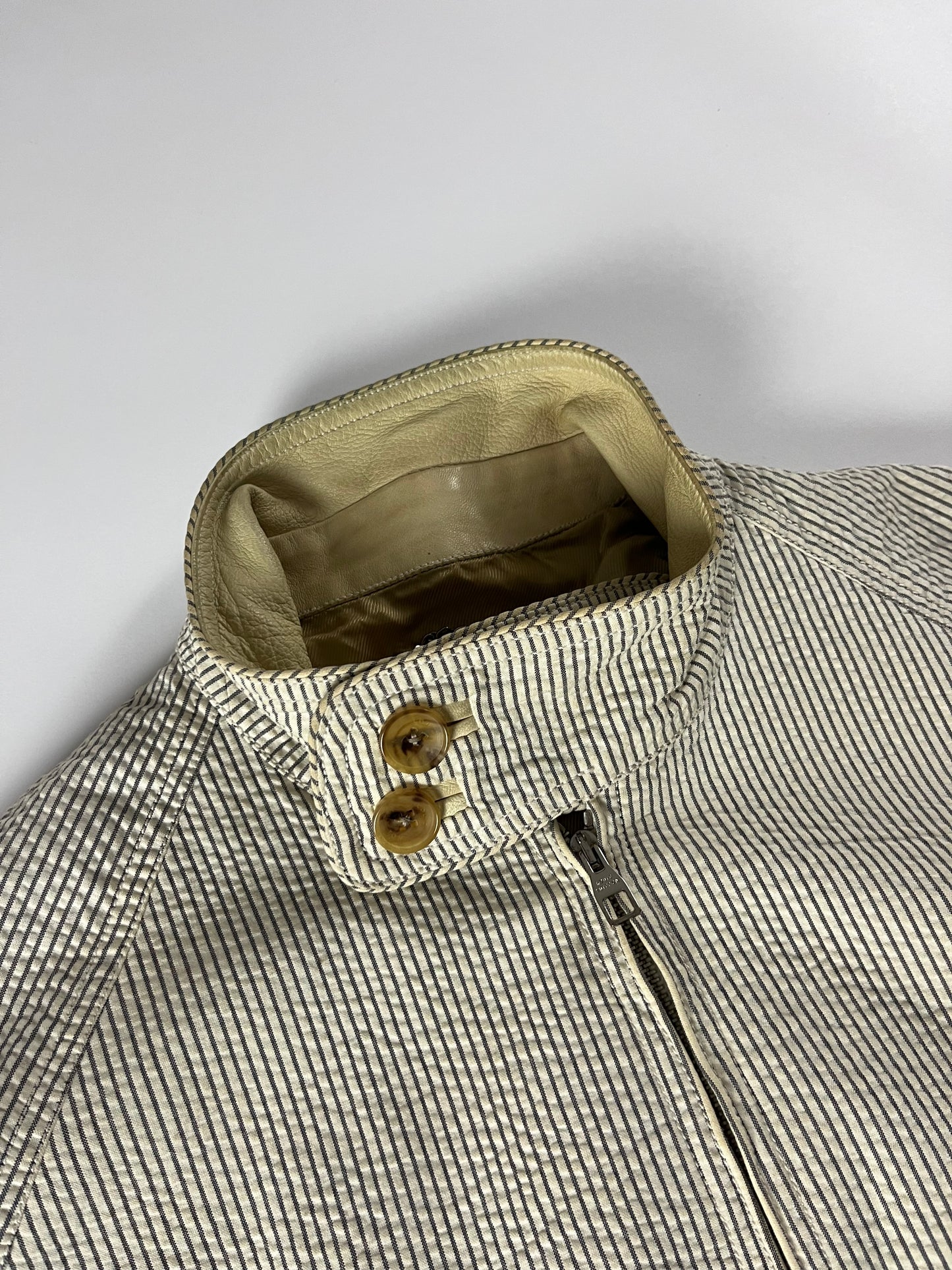 Louis Vuitton Cotton Incrusted Lambskin Leather Striped Jacket 2000s - L