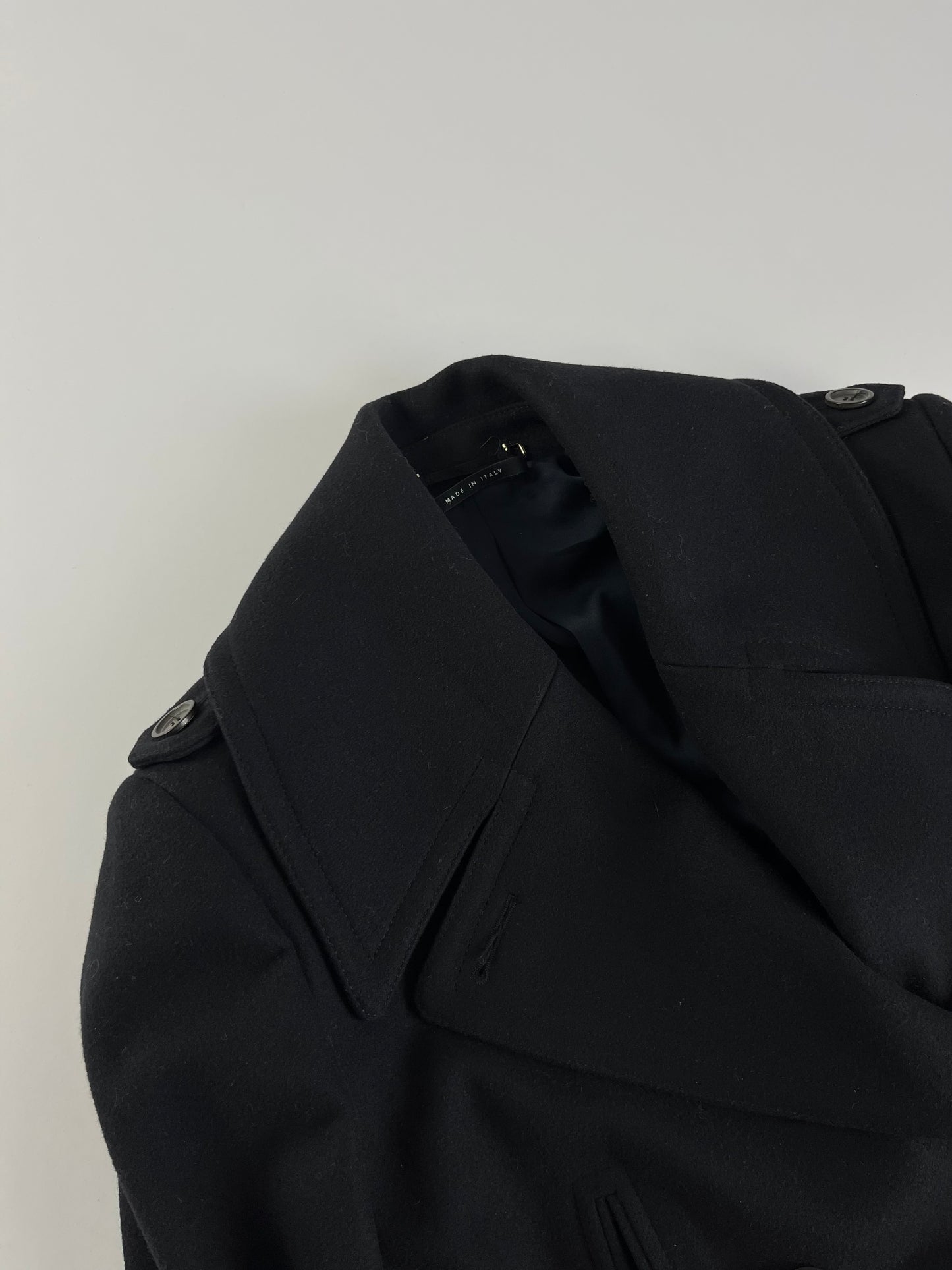 Gucci Leather Trim Wool Peacoat FW 2005 - S