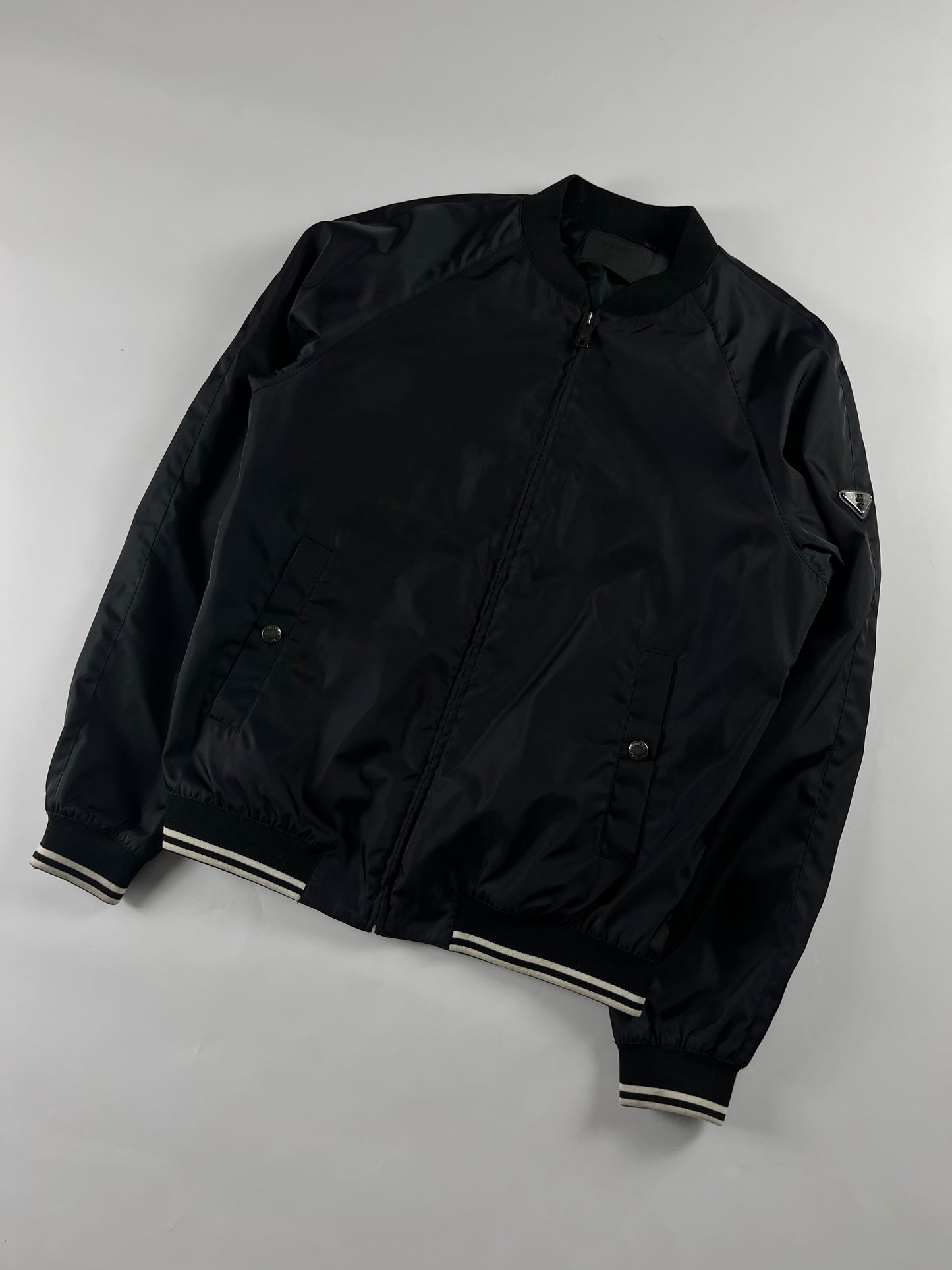 Prada Triangle Logo Nylon Bomber Jacket FW 2018 - XL