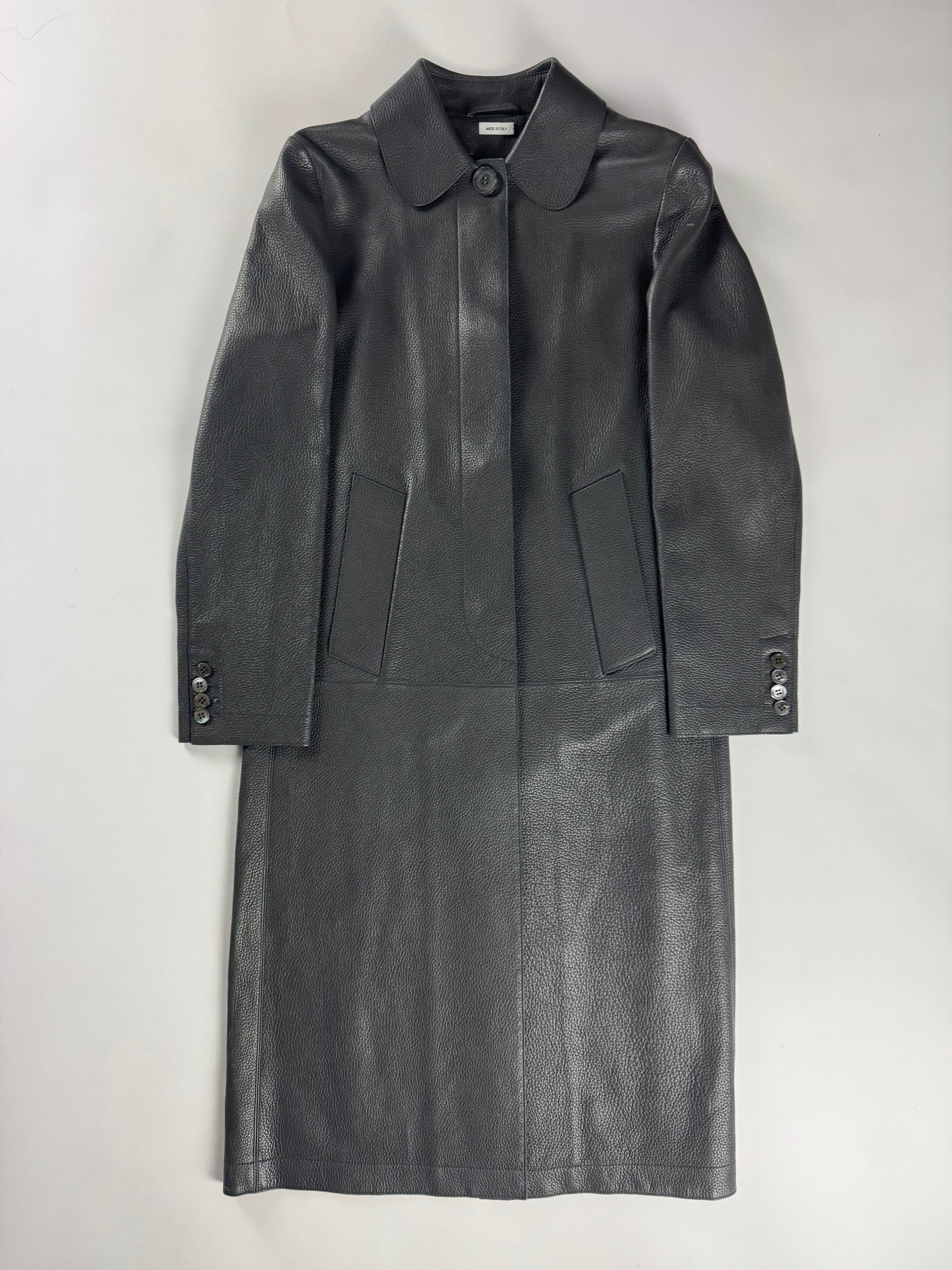 Thom Browne Sample Grigio Deer Leather Overcoat - XS