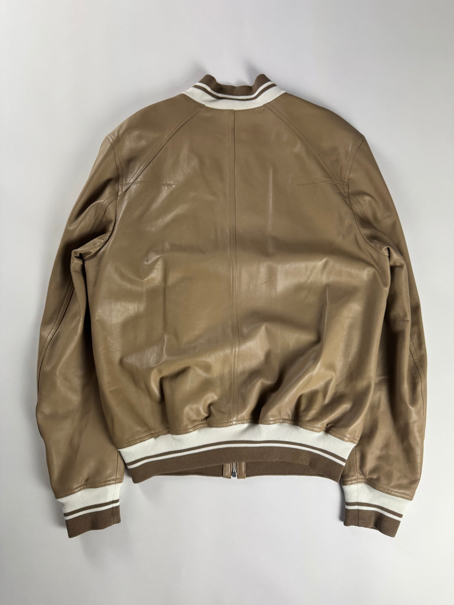 Dior Homme Camel Leather Bomber Varsity Jacket SS 2010 - L