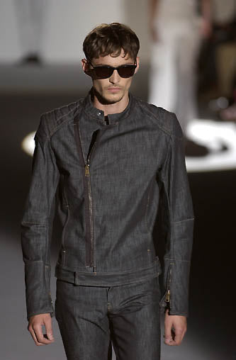 Gucci Asymmetrical Zip Raw Denim Biker Jacket SS 2002 - S