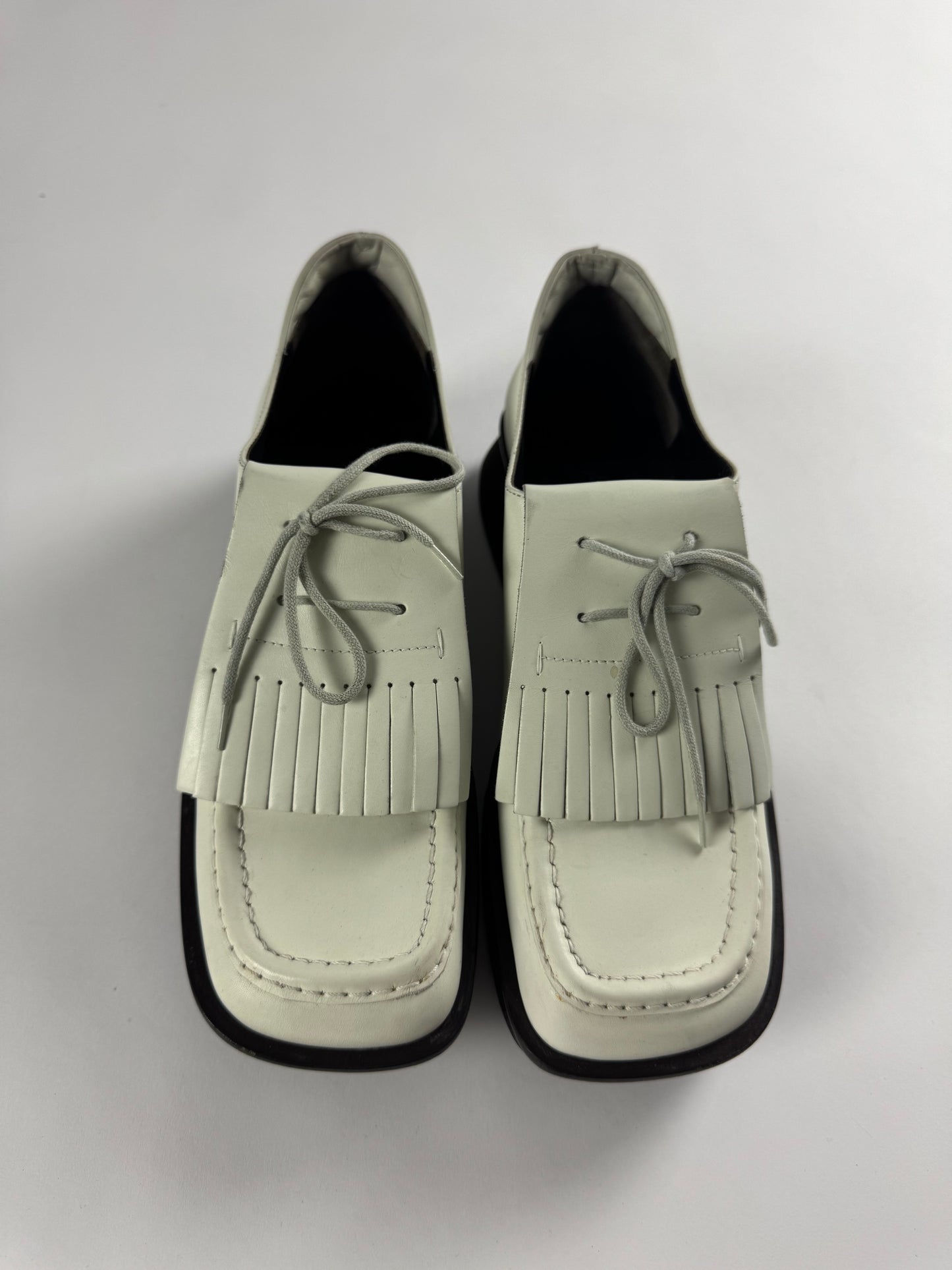 Prada White Platform Loafers Shoes SS 1999 - 38 IT/39 EU