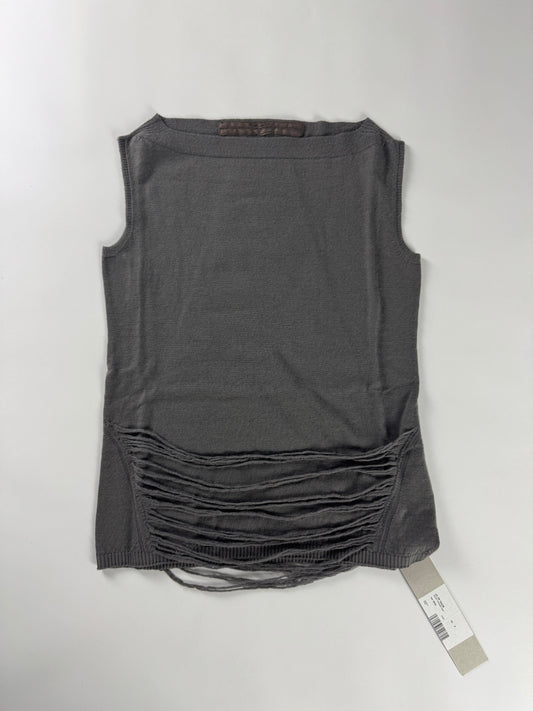 Rick Owens Dust Grey Short Fringes Vest Top 2000s - S