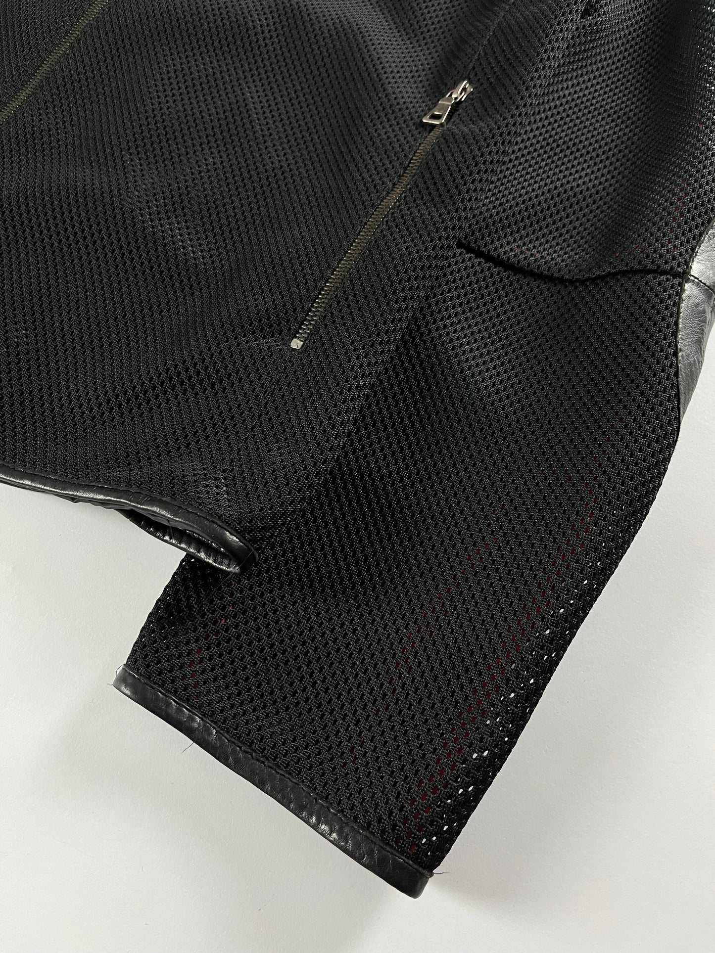 Prada Mesh Leather Patch Elbows Moto Jacket SS 2000 - M
