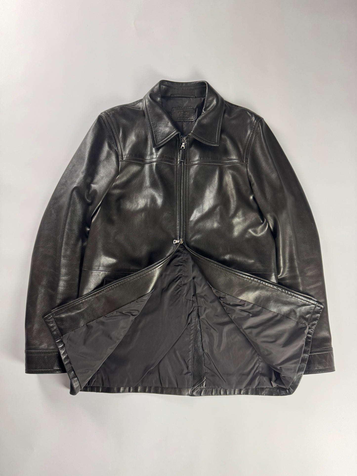 Prada Premium Double Zip Leather Formal Coat FW 2001 - M