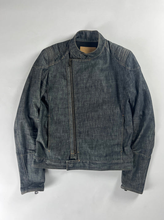 Gucci Asymmetrical Zip Raw Denim Biker Jacket SS 2002 - M