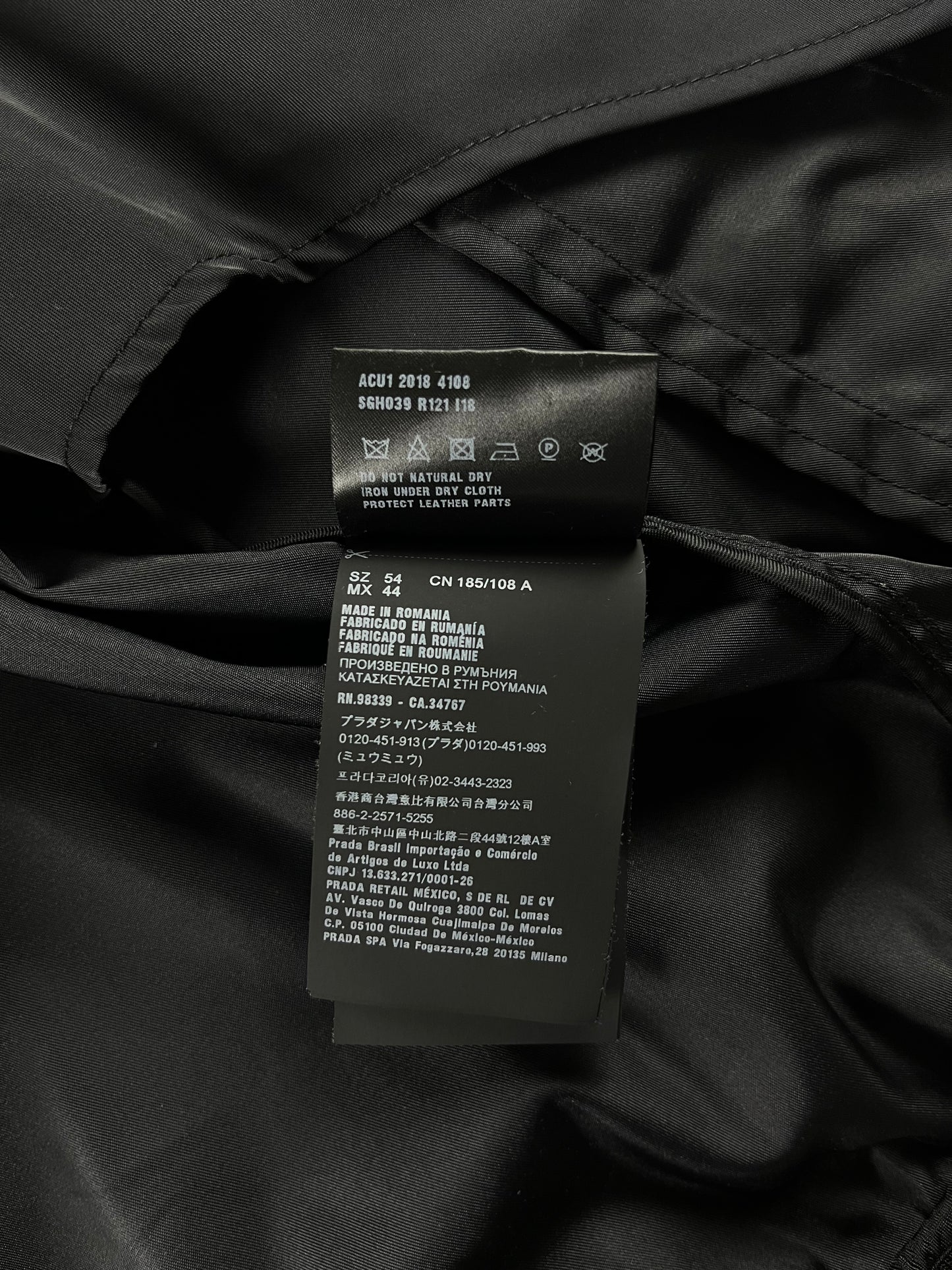 Prada Triangle Logo Nylon Bomber Jacket FW 2018 - XL
