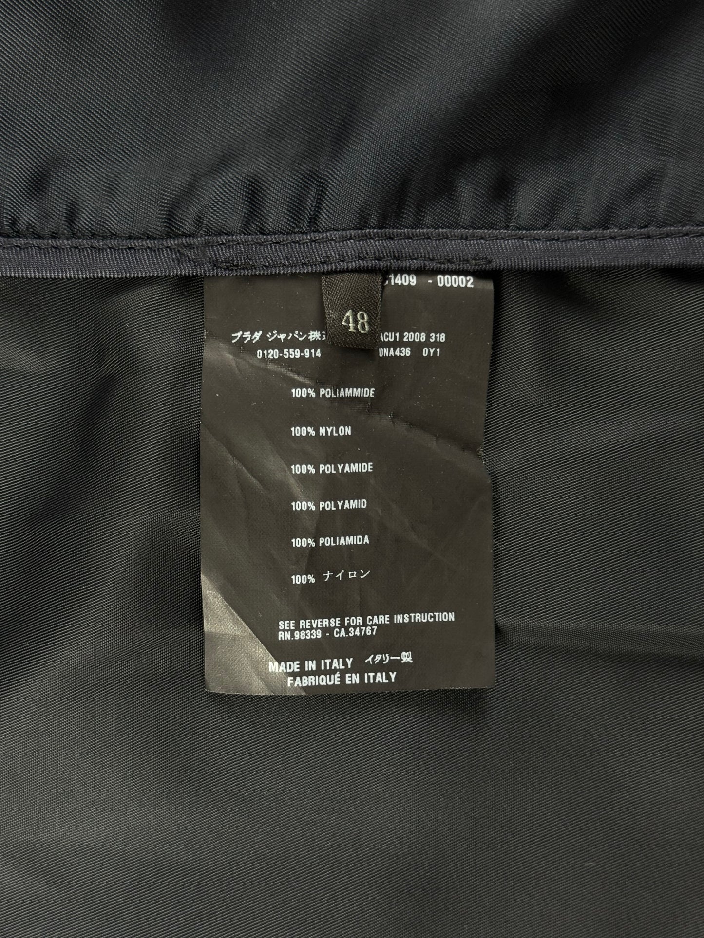 Prada Navy Double Zip Officer Minimalist Trucker Jacket SS 2008 - M