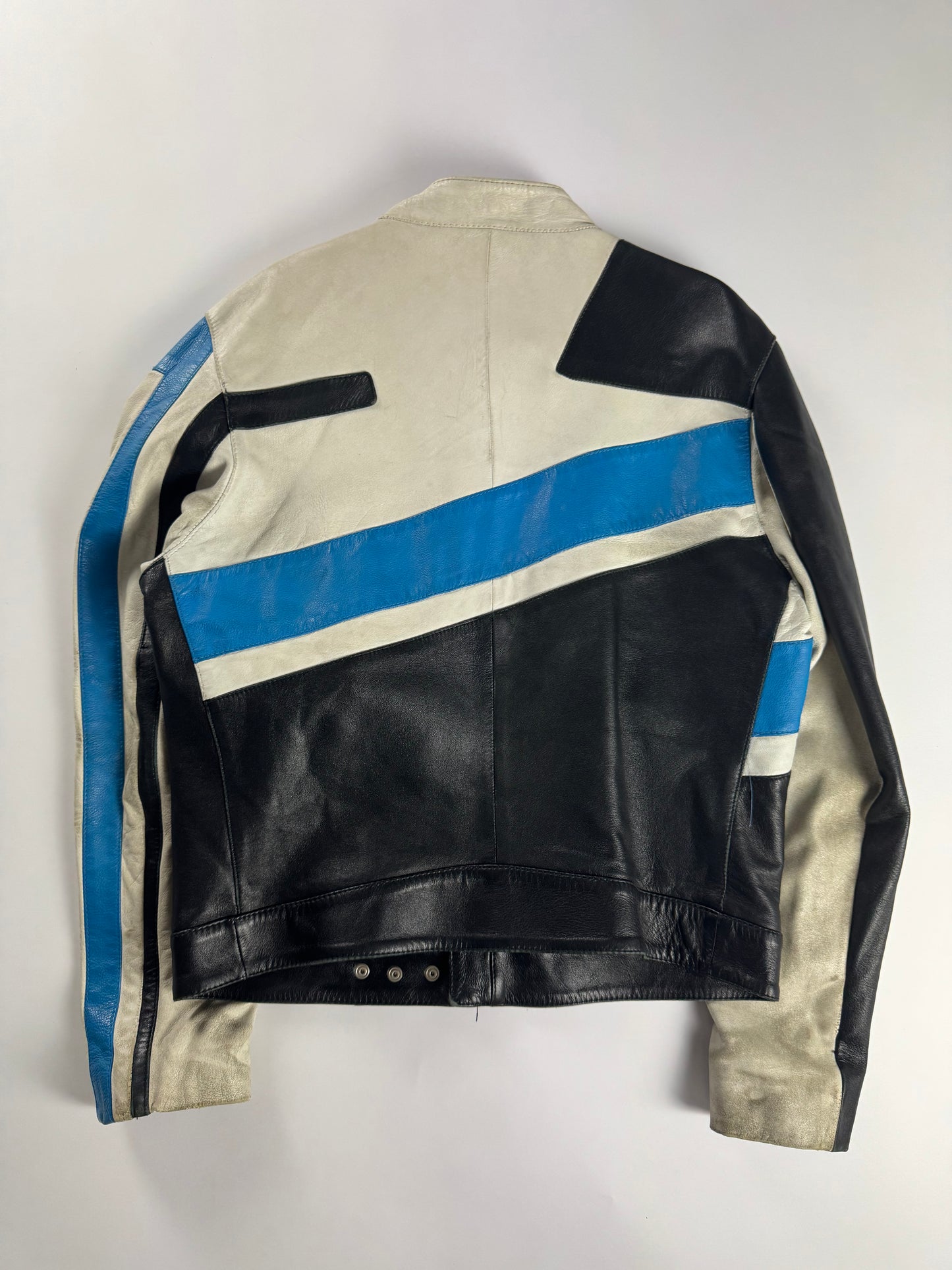 Dolce & Gabbana Leather Blue Motorcycle Biker Jacket SS 2001 - M