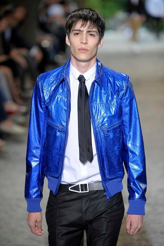 Dior Homme Kris Van Assche Fragmented Bright Yellow Leather Bomber Jacket SS 2009 - L