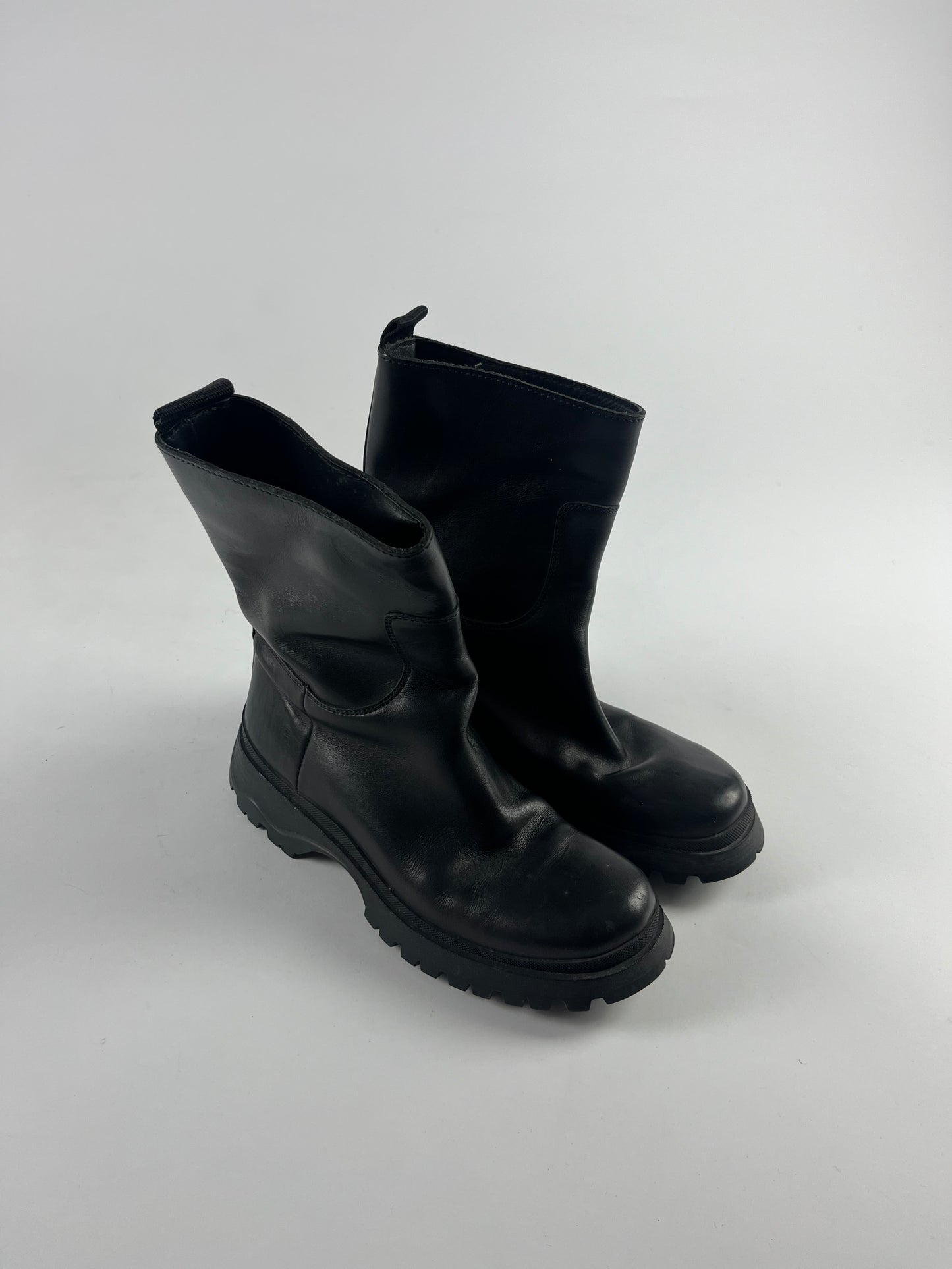 Prada Premium Leather Combats Boots FW 2003 - 38 IT/39 EU