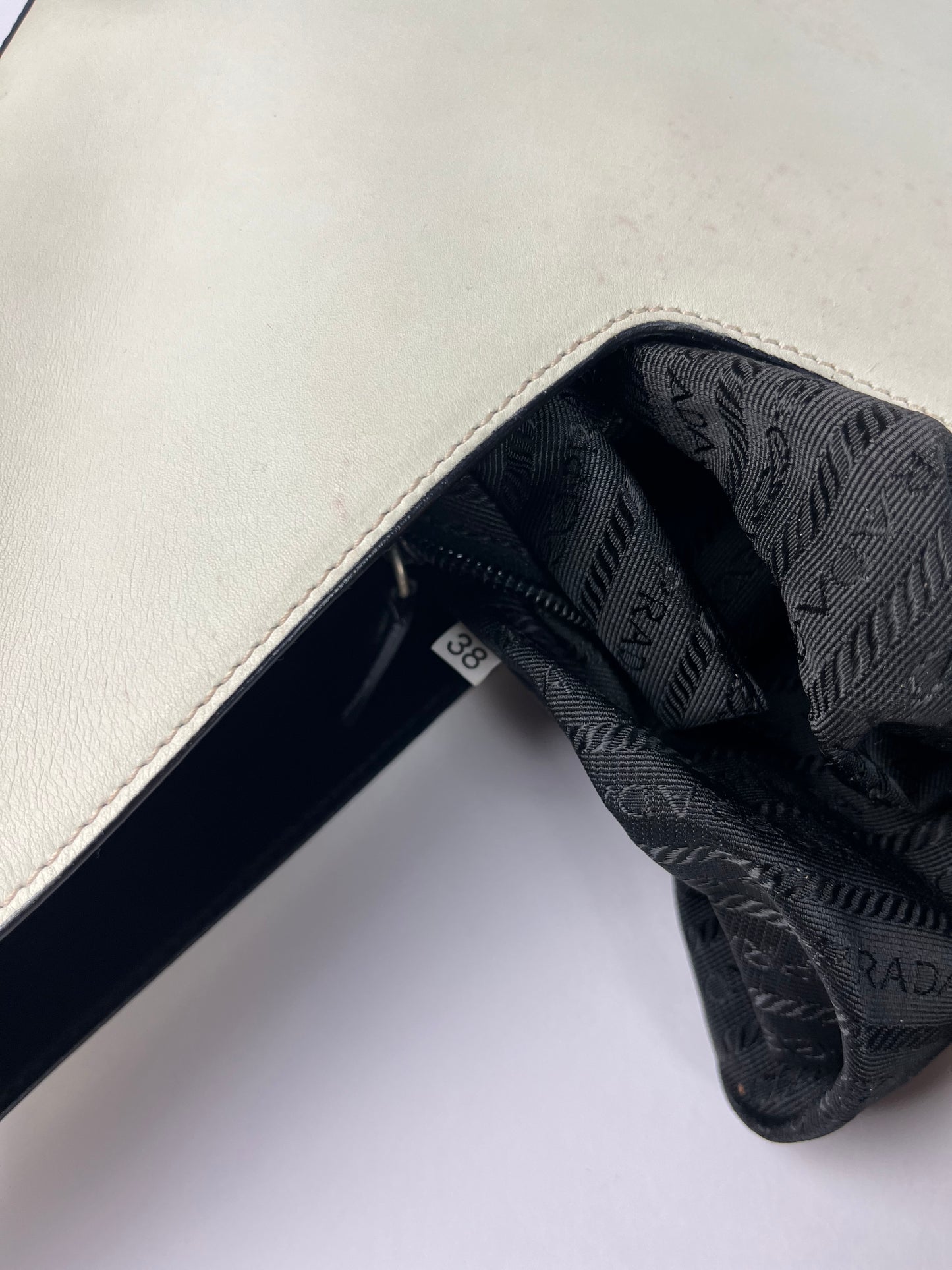 Prada White Leather Asymmetrical Shoulder Bag FW 1999 - OS