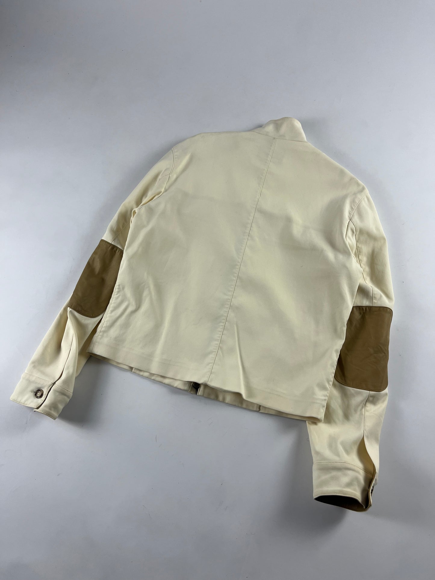 Prada Leather Patched Cream Harrington Jacket 2000s - L