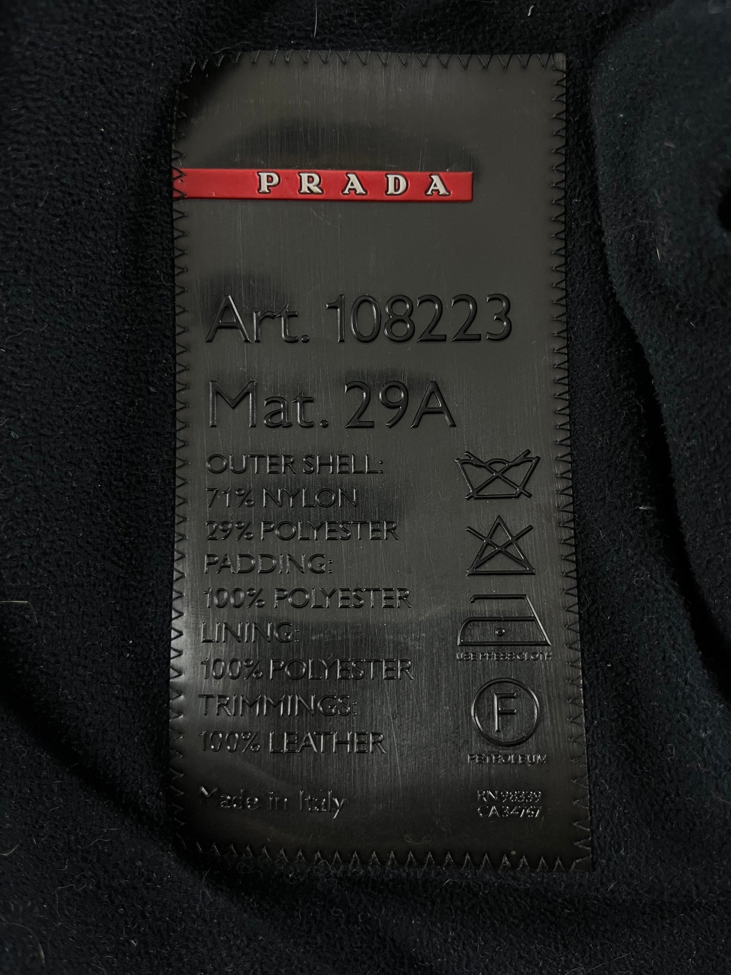 Prada Linea Rossa Riot Belted Collar Black Jacket FW 1999 - S