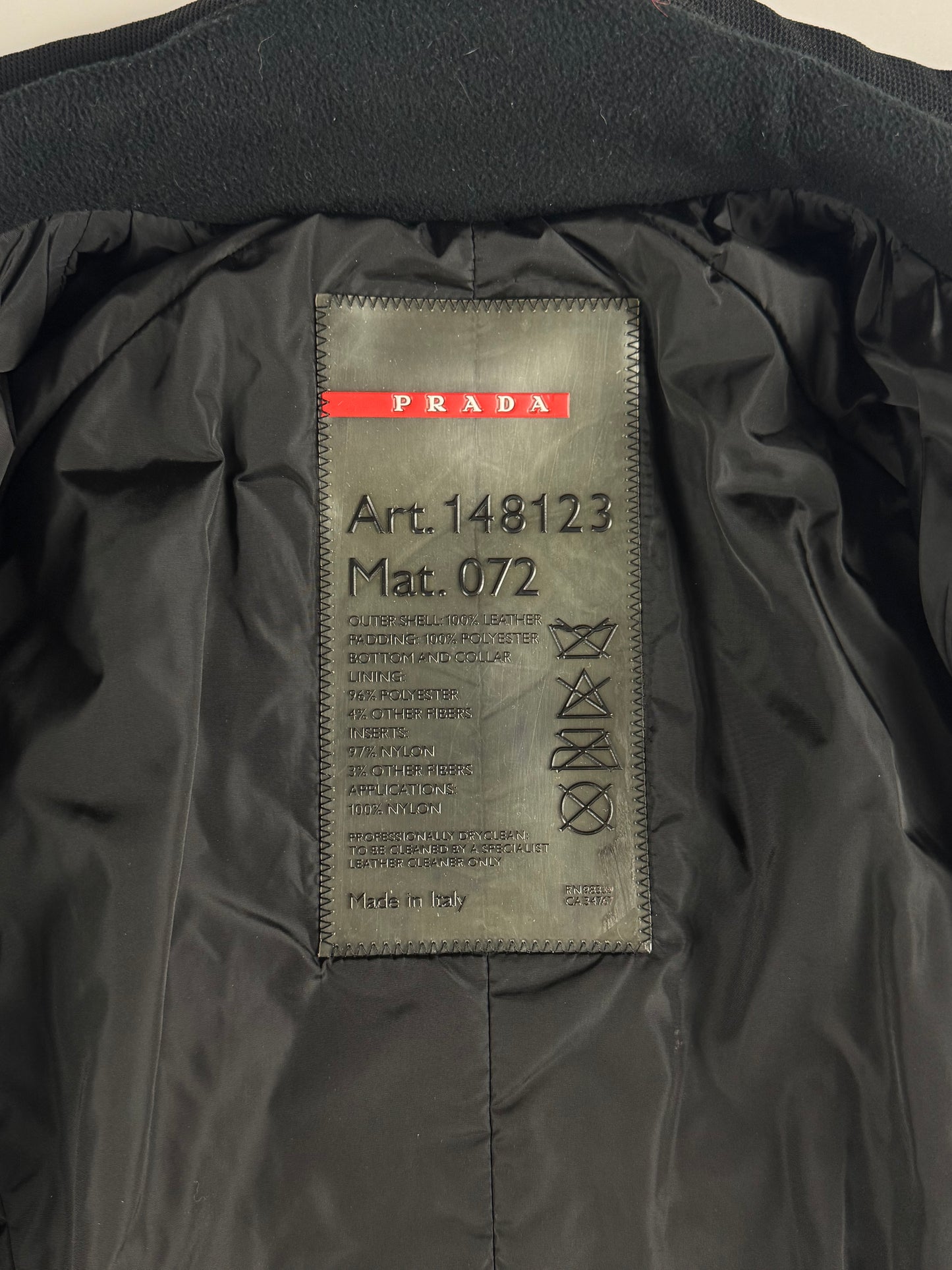 Prada Cuffed Arm Black Leather Moto Jacket SS 2000 - XS