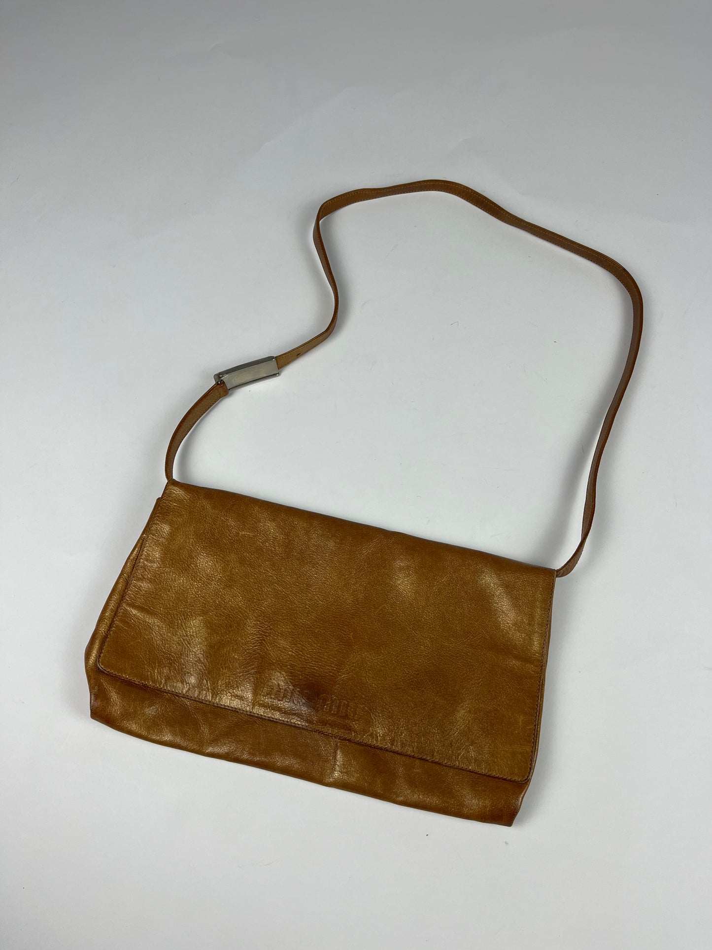 Miu Miu Camel Leather Shoulder Pocket Bag 1990s - OS