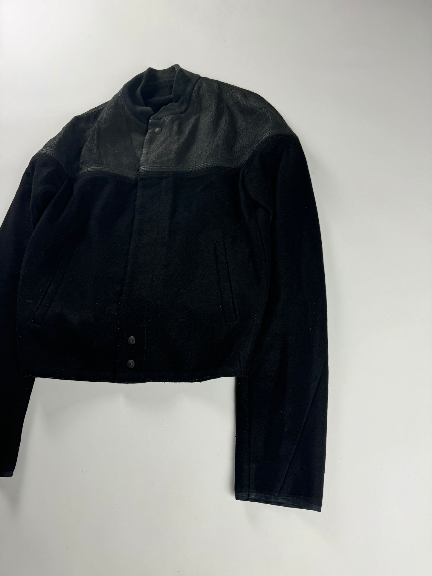 Balenciaga Sample Nicolas Ghesquière Crackled Leather Two Fabric Jacket 2010s - S