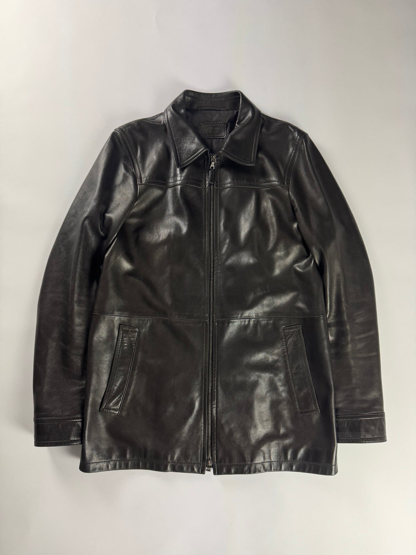 Prada Premium Double Zip Leather Formal Coat FW 2001 - M