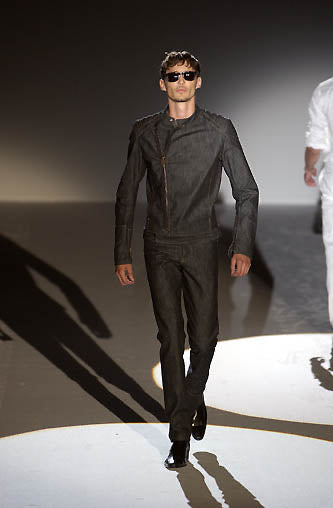 Gucci Asymmetrical Zip Raw Denim Biker Jacket SS 2002 - S