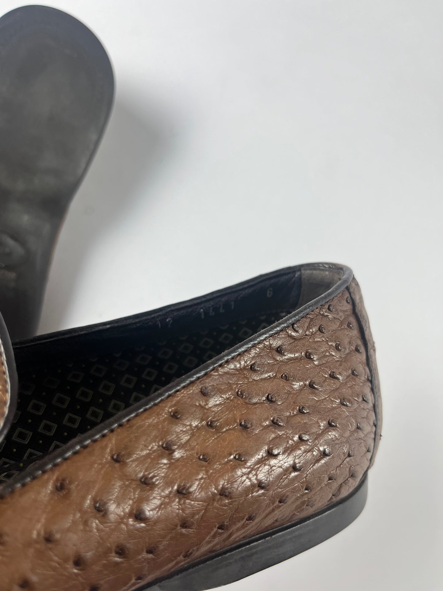 Prada Exotic Ostrich Brown Leather Loafers SS 2005 - 6 IT/41 EU