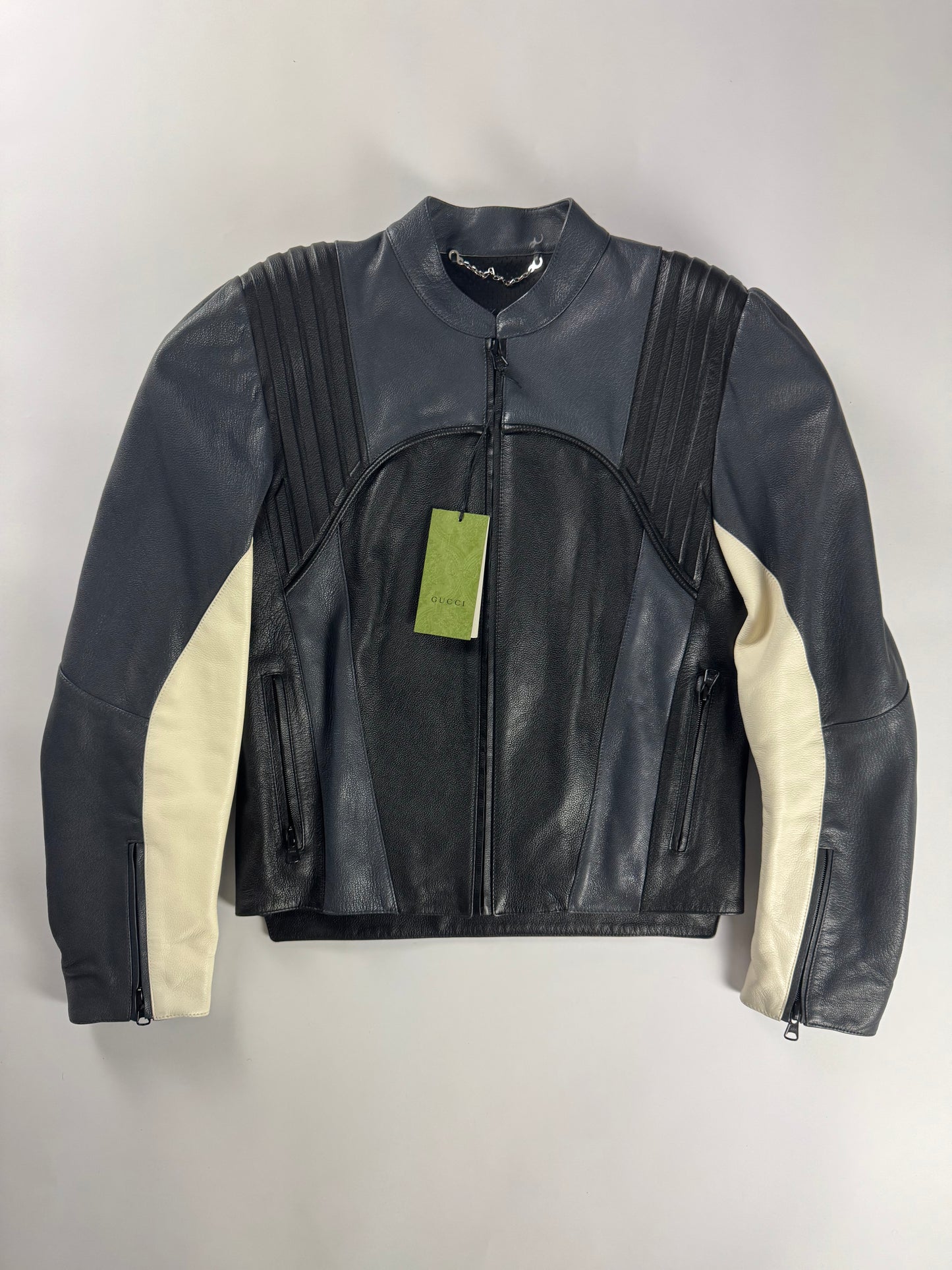 Gucci Sample Alexandro Michele Elbows & Shoulders Strong Pads Leather Biker Jacket FW 2023 - M