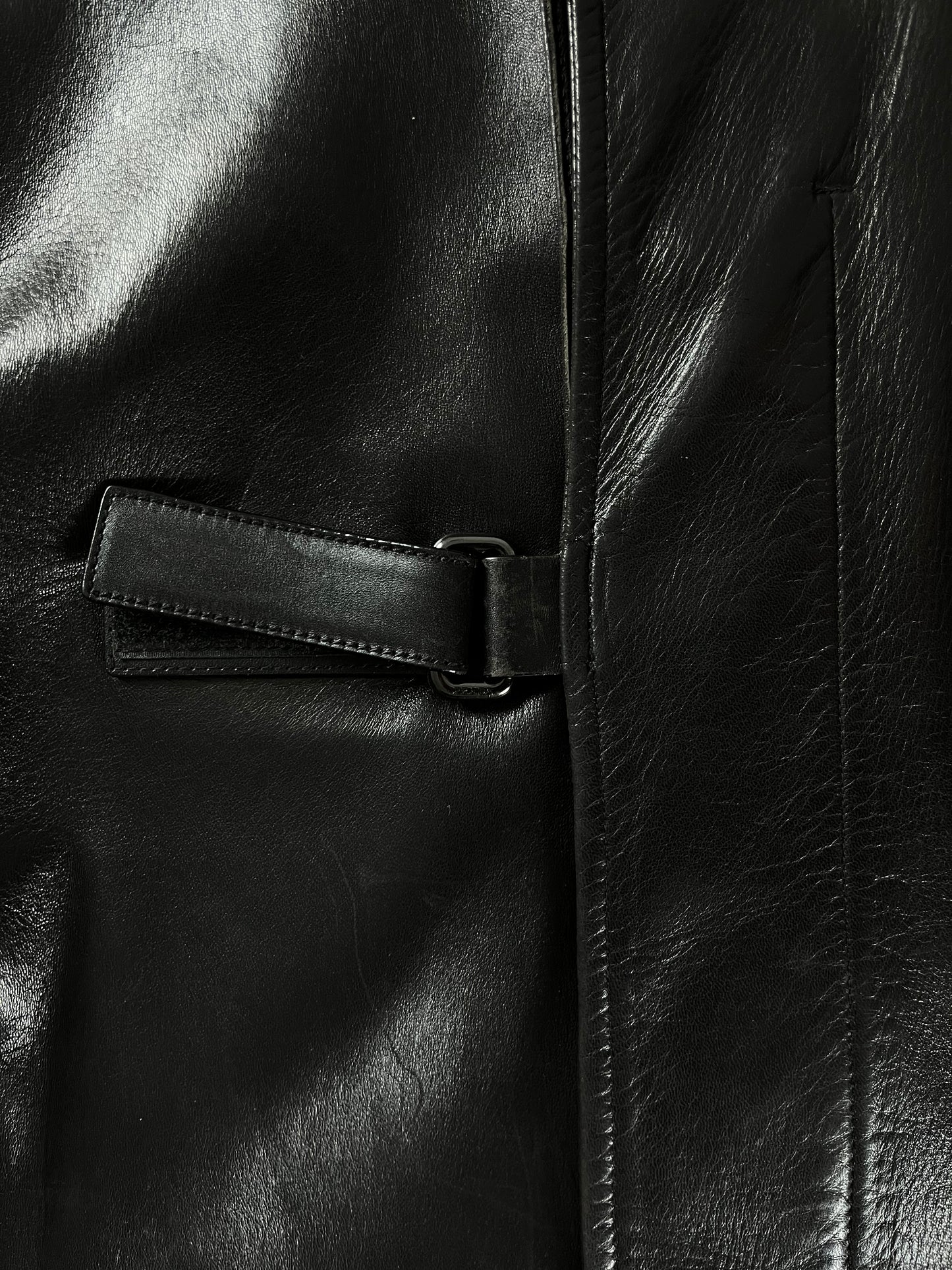 Prada Belted Premium Leather Fur Long Jacket FW 1999 - M